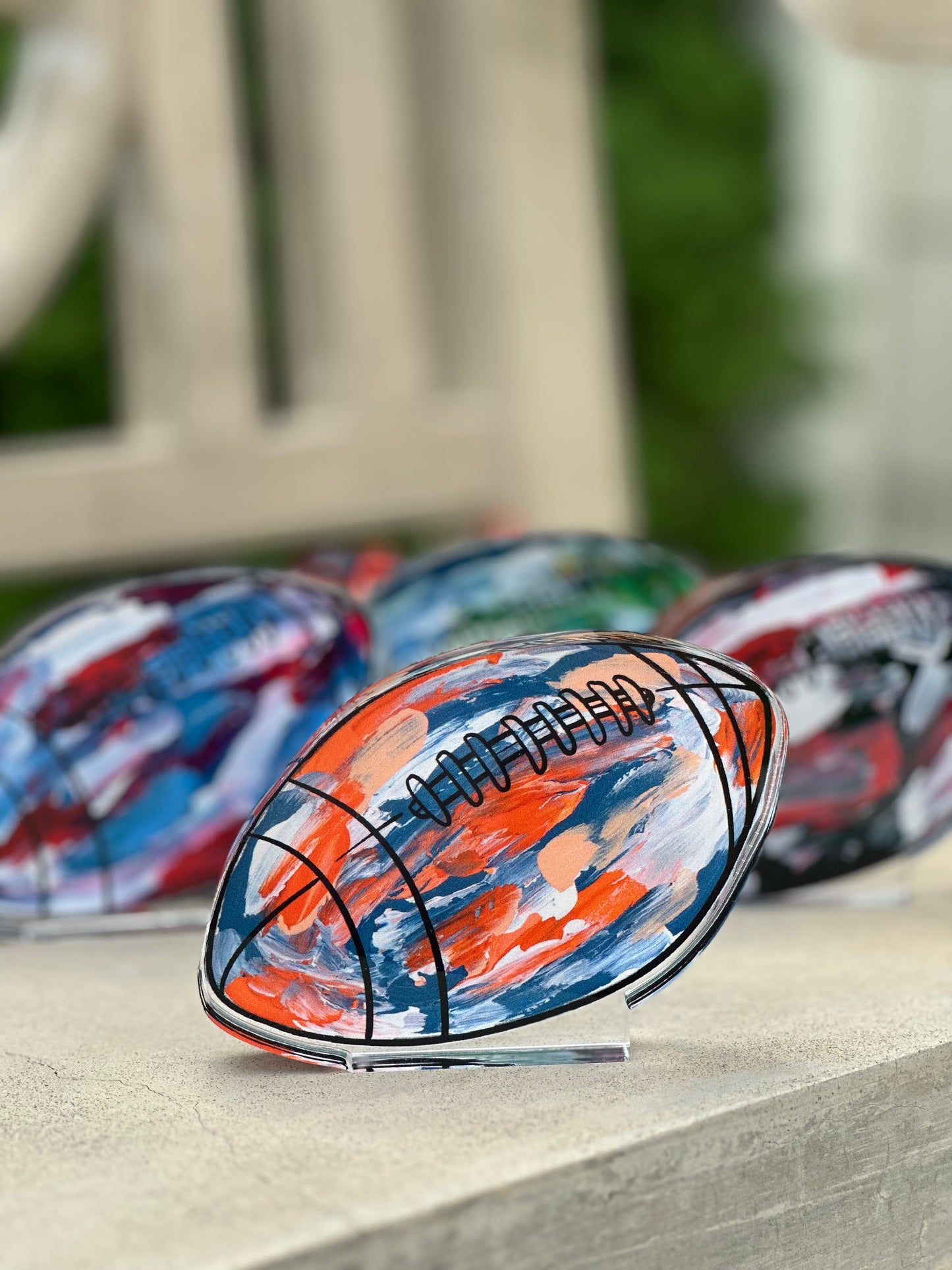 Orange and Blue Football Acrylic Cutout