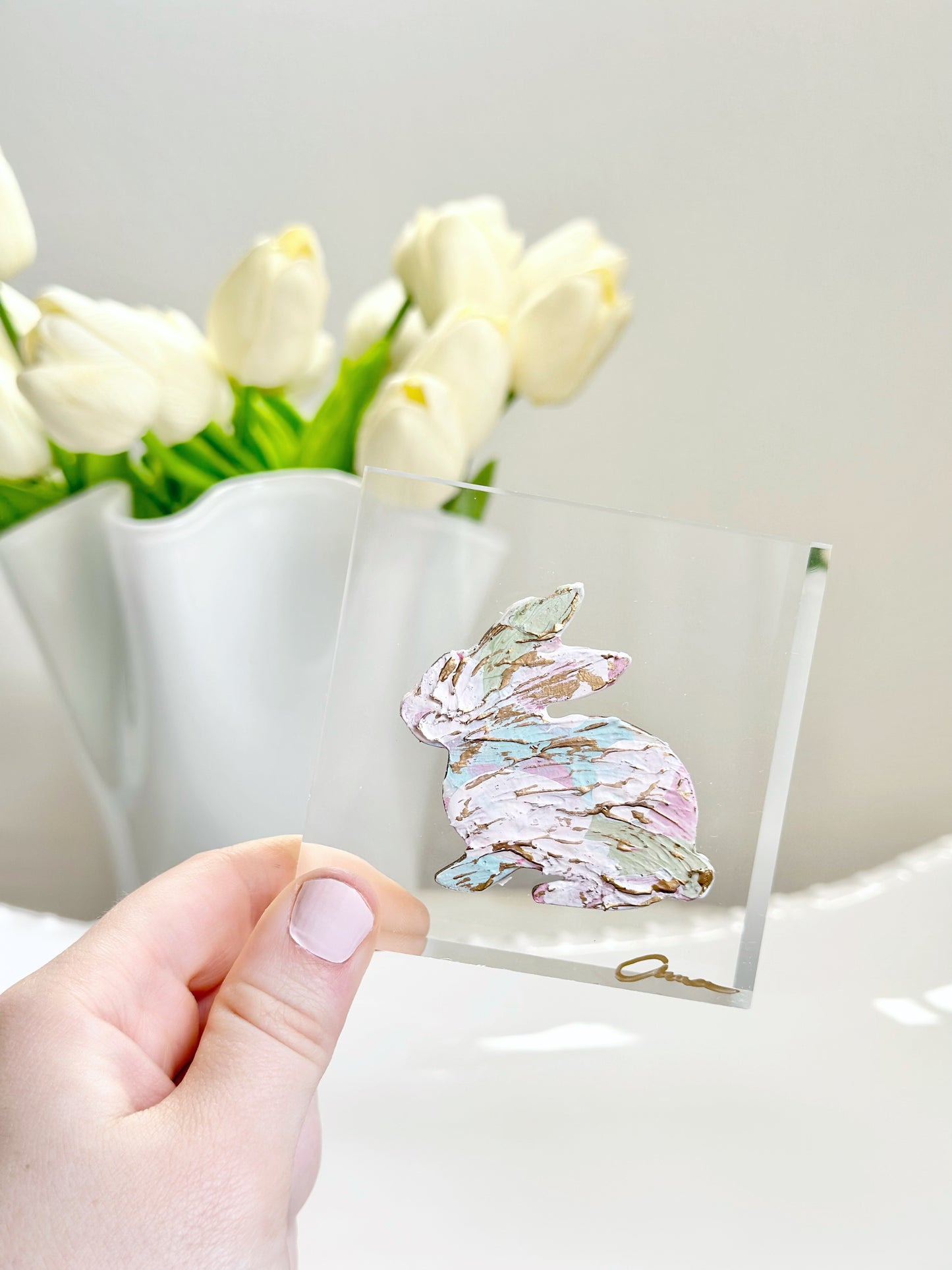 Pastel Bunny Acrylic Block 3x3