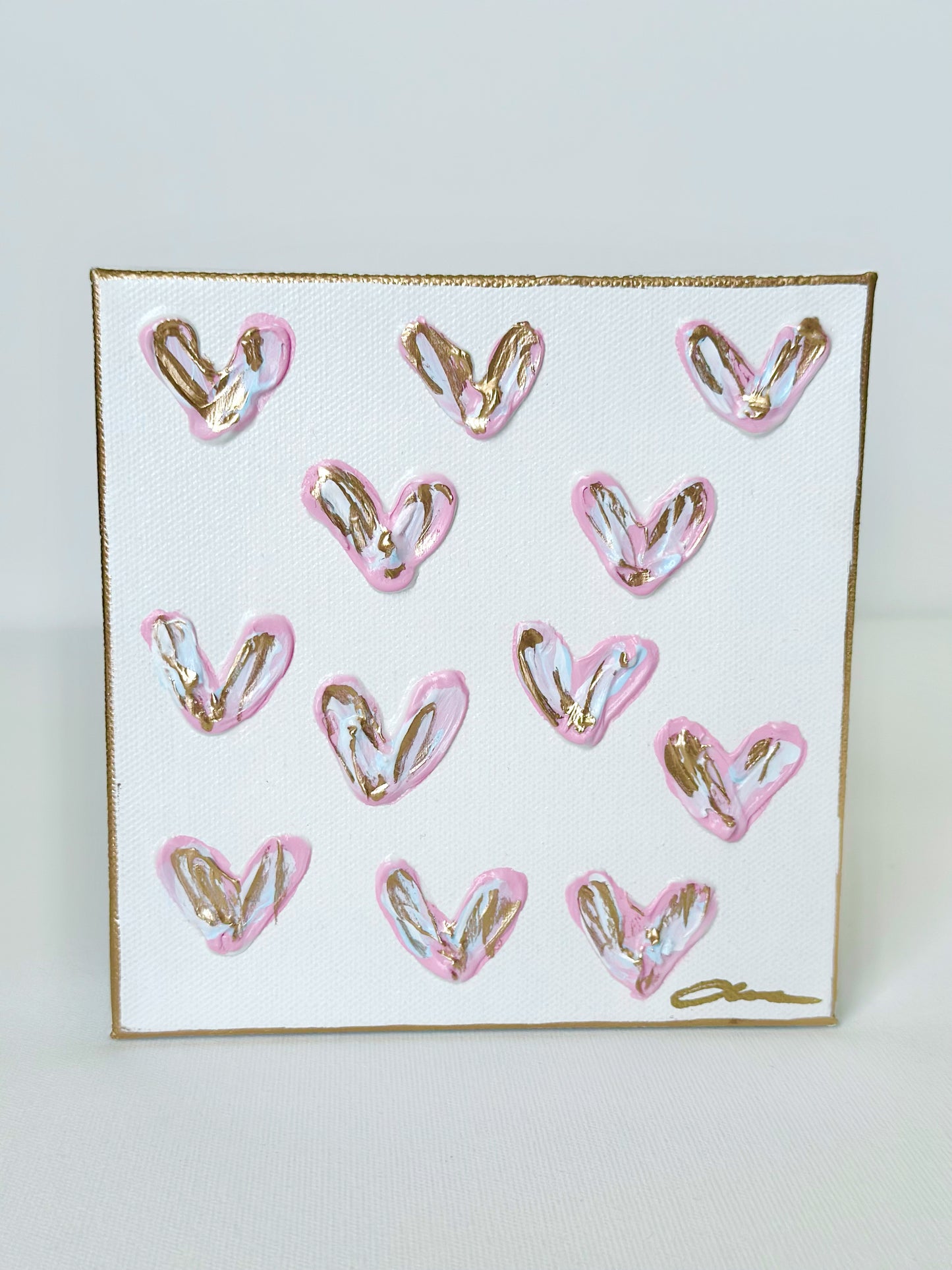 Cotton Candy Hearts Canvas 6x6