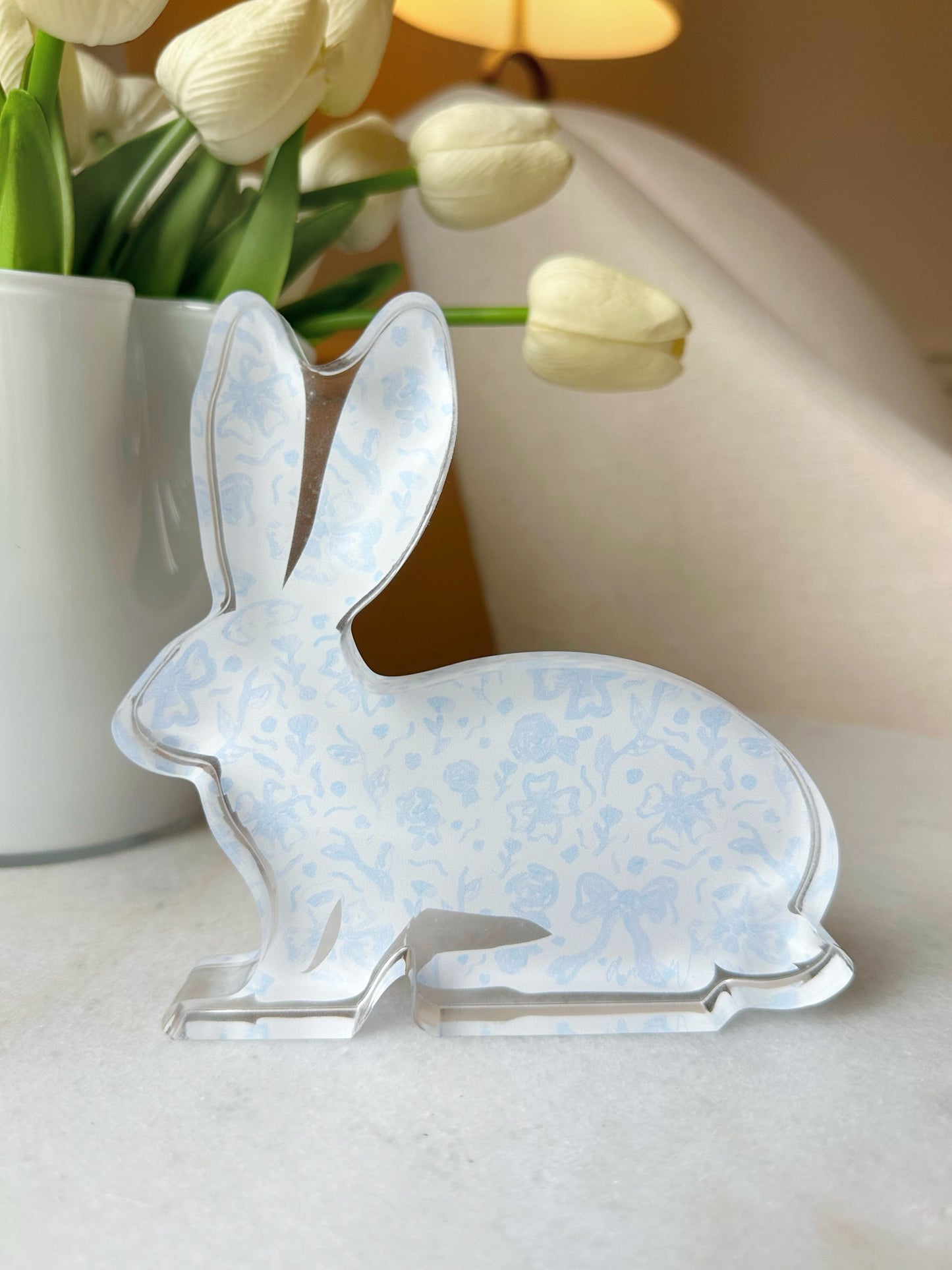 Blue Chinoiserie Acrylic Bunny