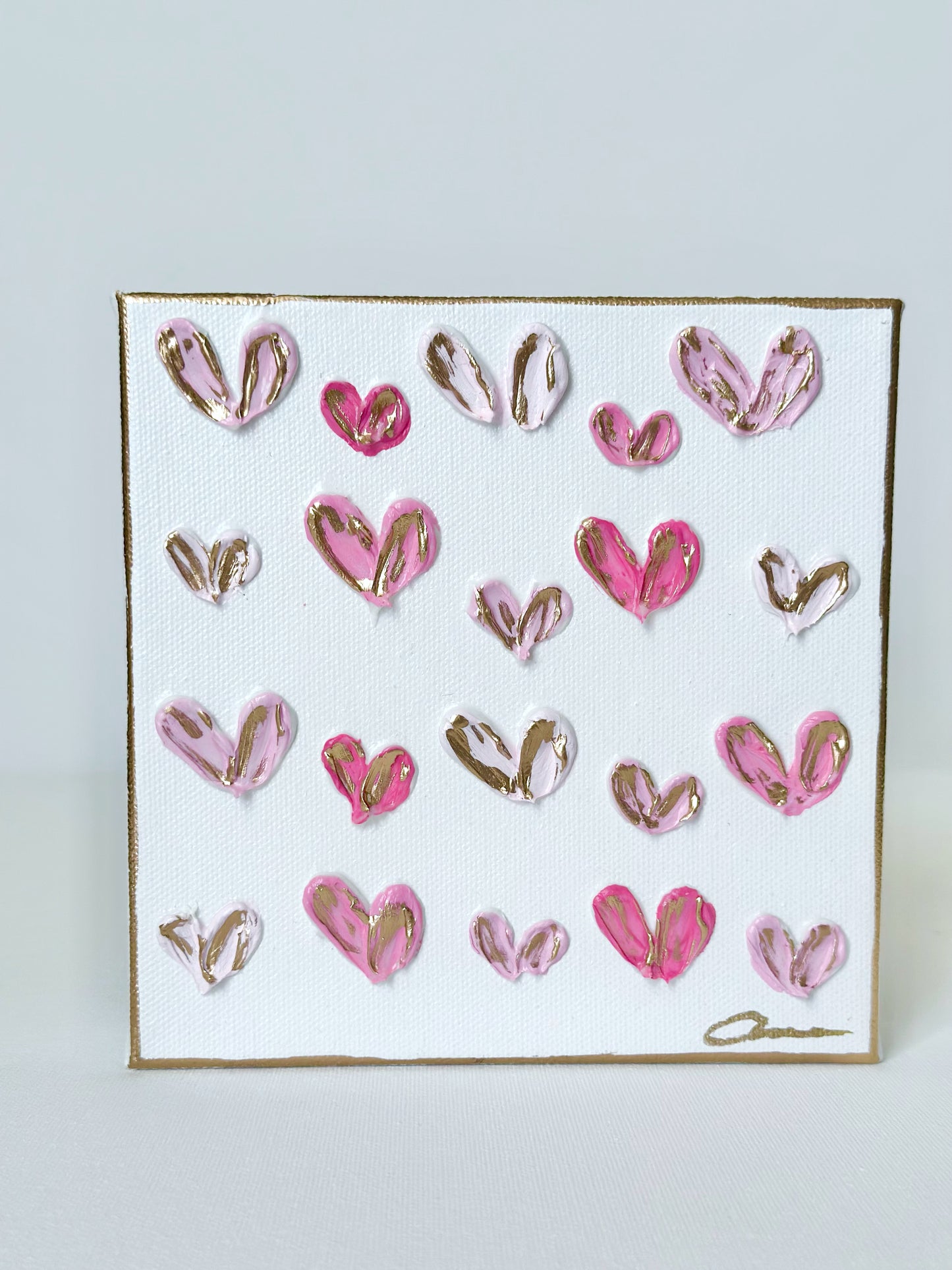 Pink Hearts Canvas 6x6