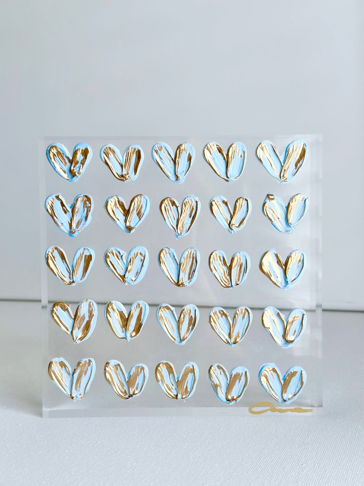 Baby Blue Hearts on Acrylic 6x6