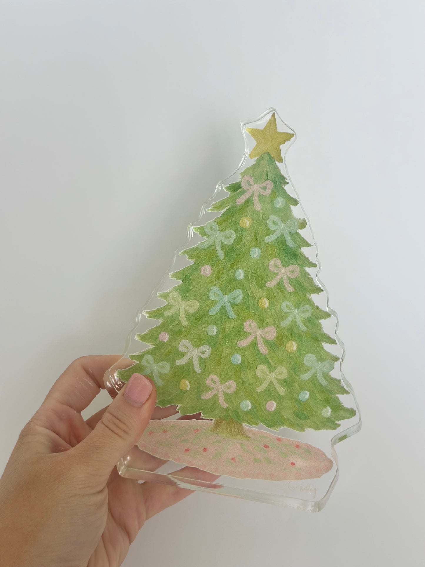 Acrylic Tree with Bows Block