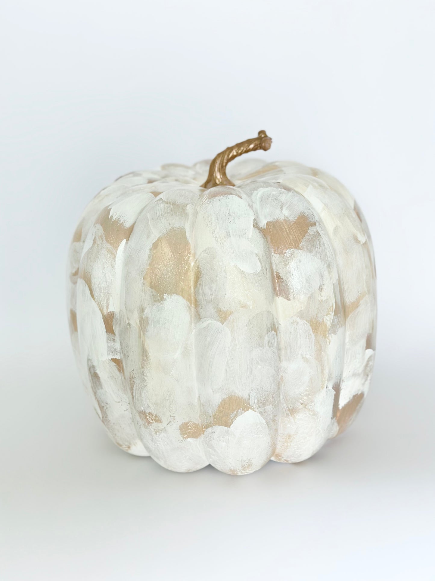 Large Neutral Painted Pumpkin 11 inch
