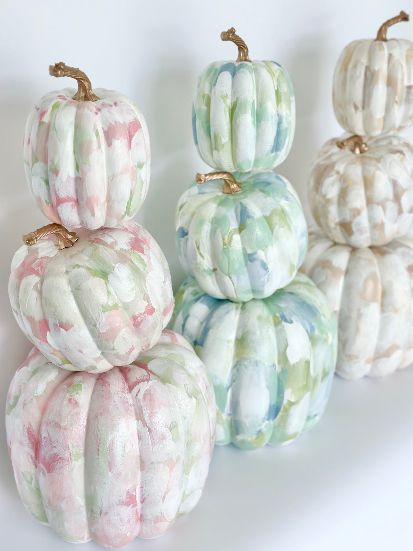 Large Neutral Painted Pumpkin 11 inch