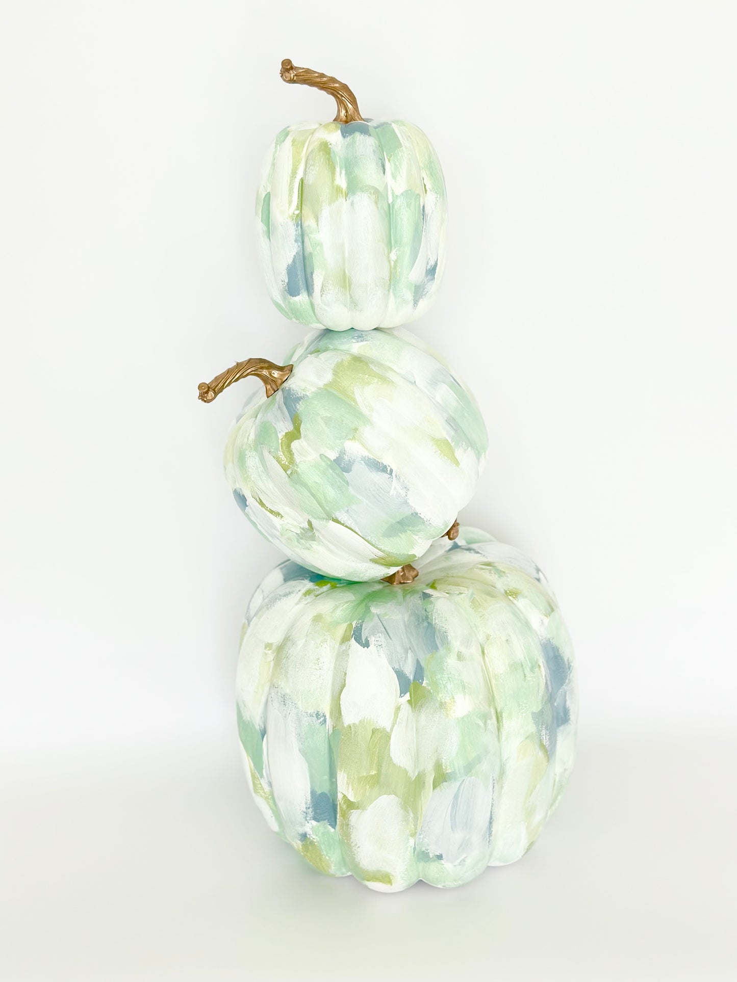 Medium Blue/Green Painted Pumpkin 7.5 inch