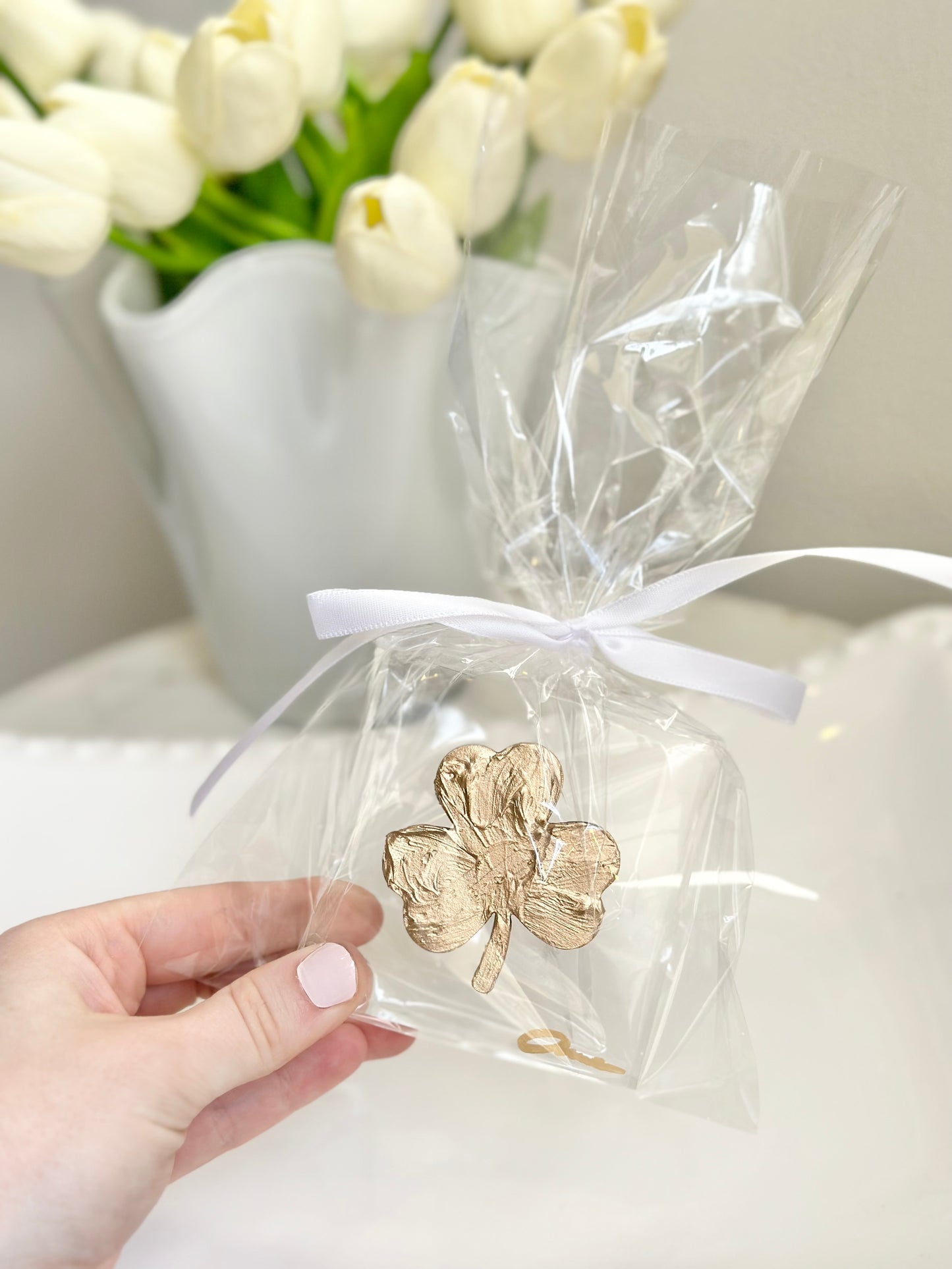 St. Patrick’s Day Gold Clover Acrylic Block 3x3