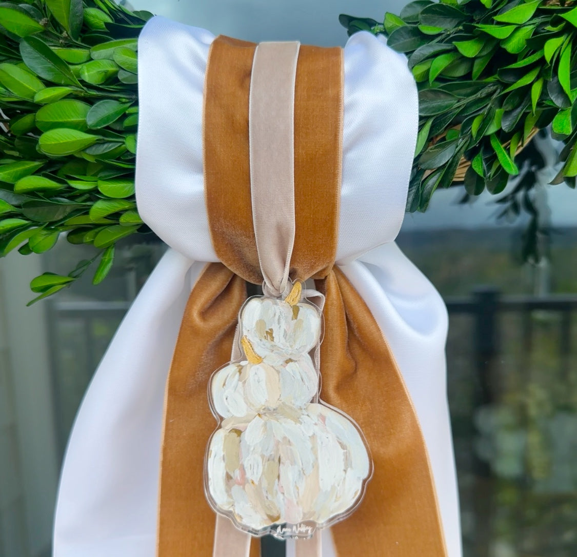 Neutral Tipsy Pumpkin Acrylic Wreath Charm