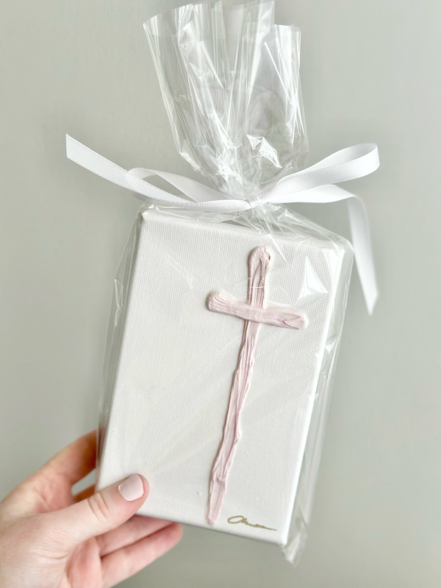 Pink Cross Canvas 4x6