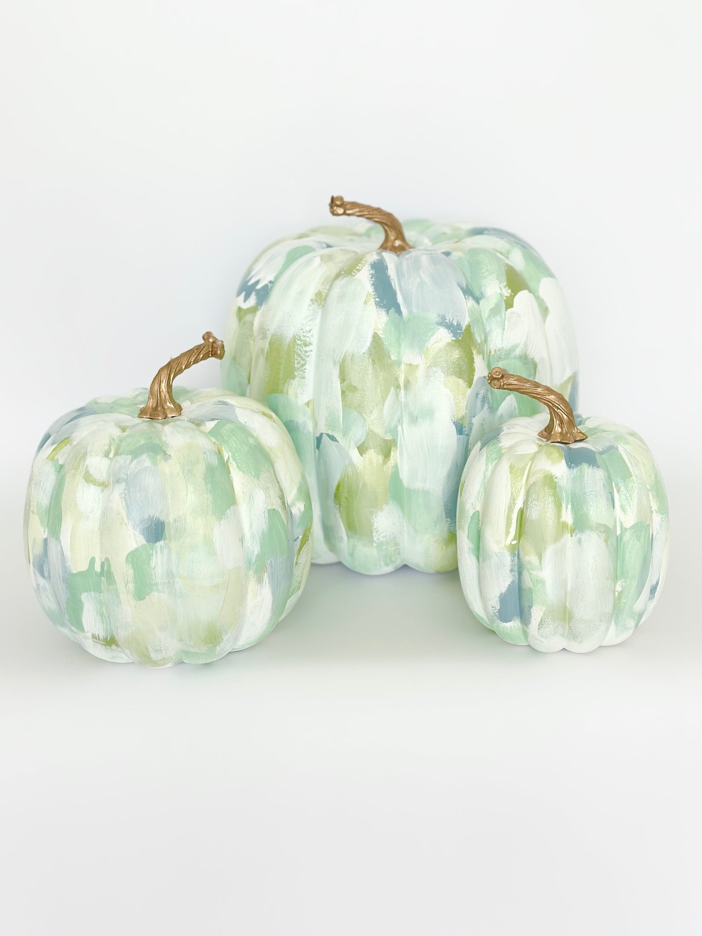 Medium Blue/Green Painted Pumpkin 7.5 inch