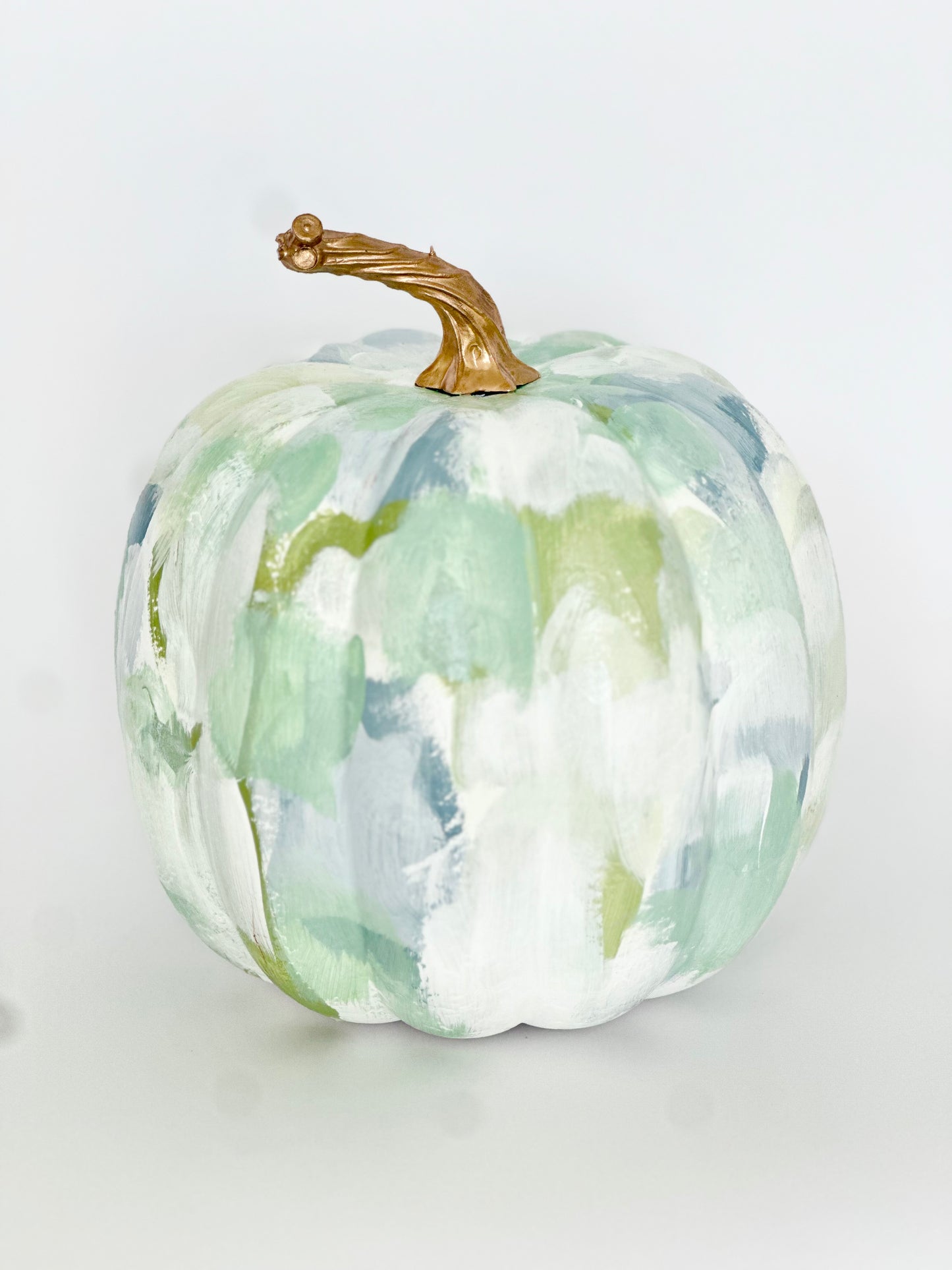 Medium Blue/Green Painted Pumpkin 7.5 inch