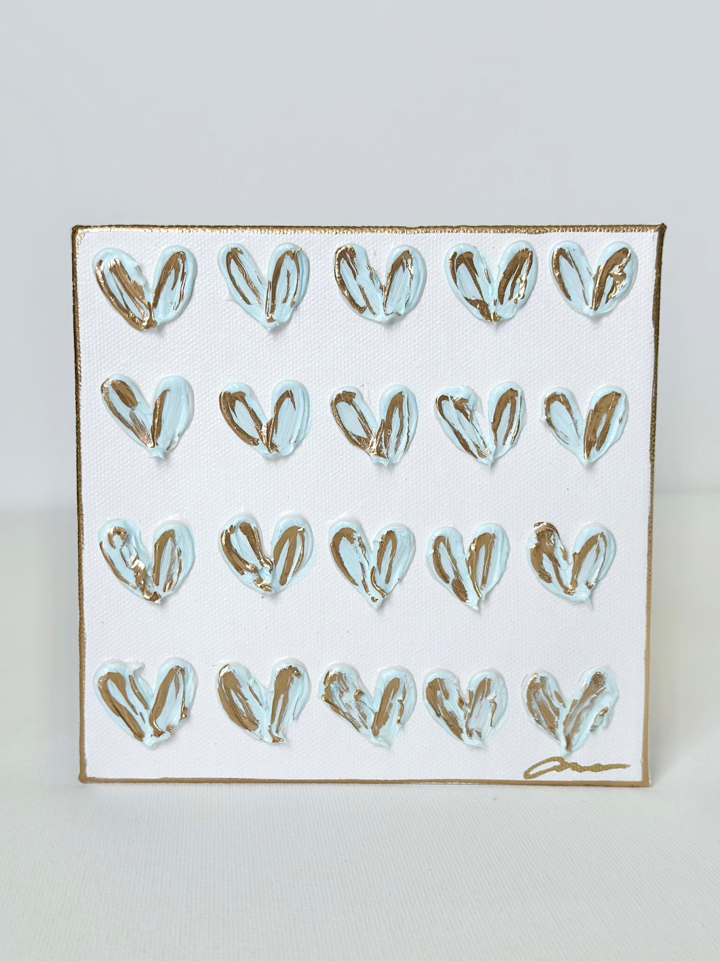 Blue Hearts Canvas 6x6