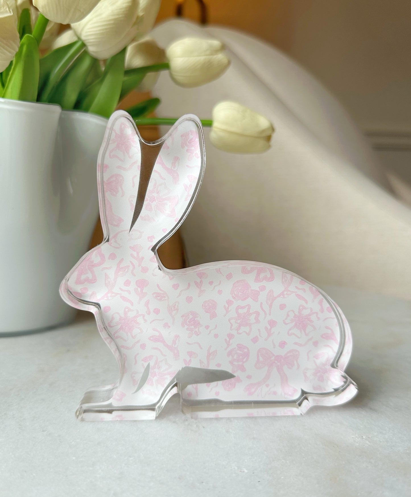 Pink Chinoiserie Acrylic Bunny