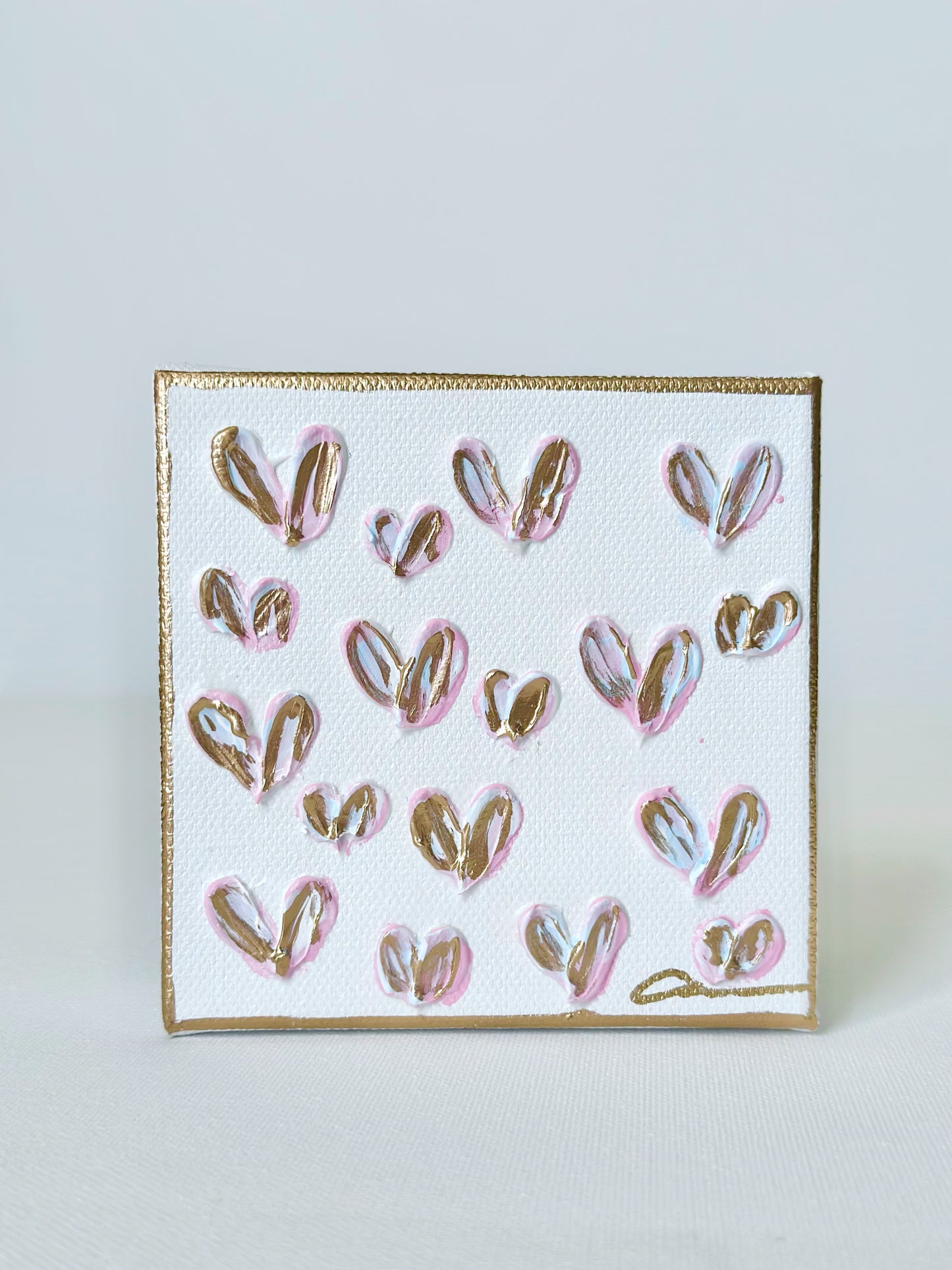 Cotton Candy Hearts Canvas 4x4