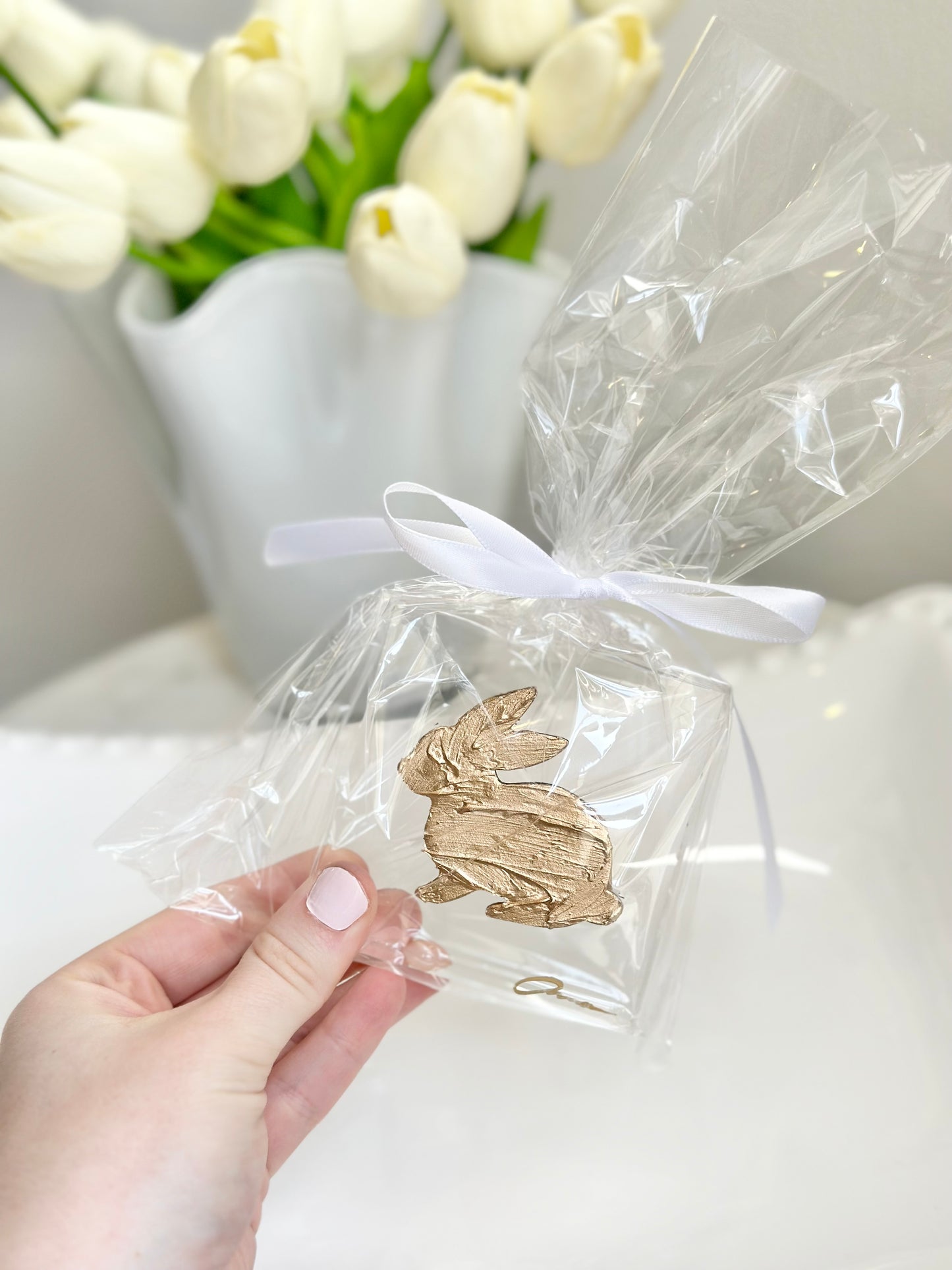 Gold Textured Bunny Acrylic Block 3x3