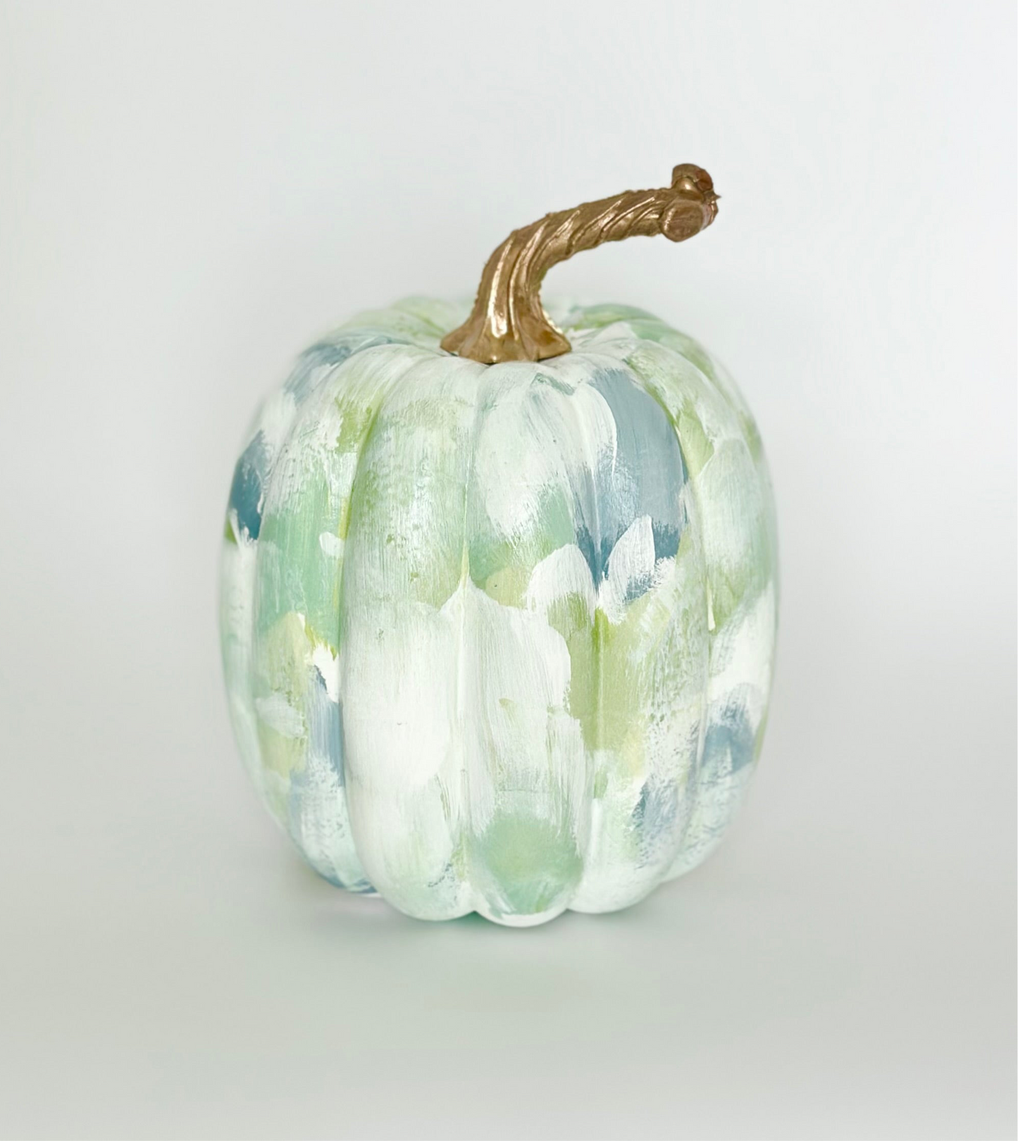 Small Blue/Green Painted Pumpkin 5.5 inch