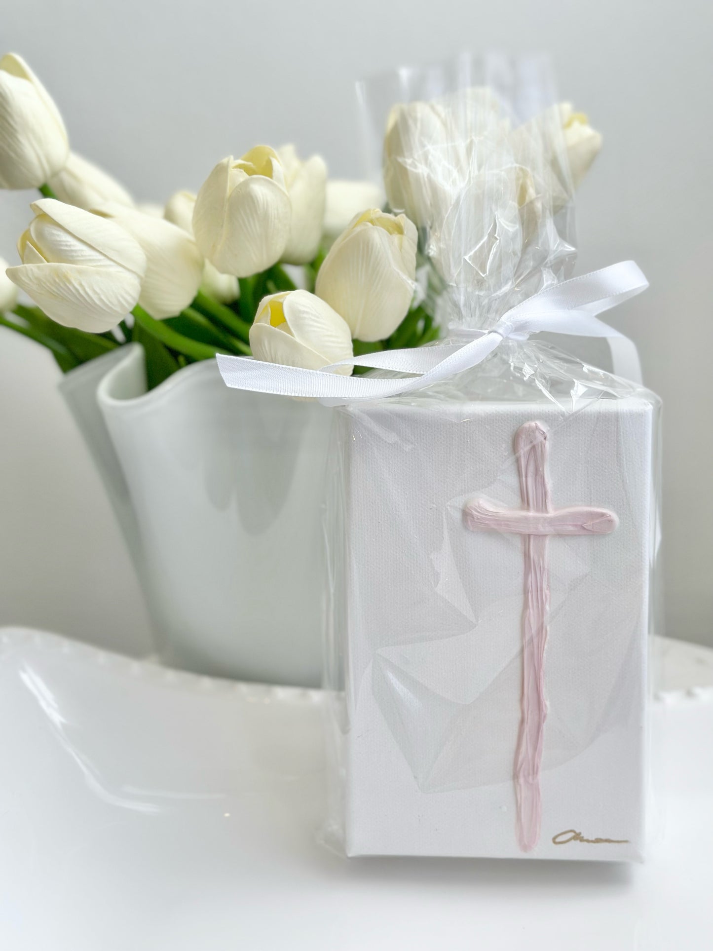Pink Cross Canvas 4x6