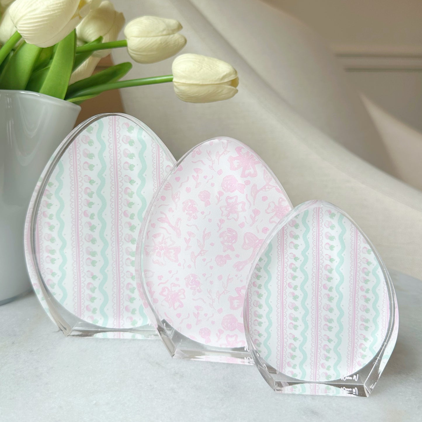 Pink Acrylic Egg Trio