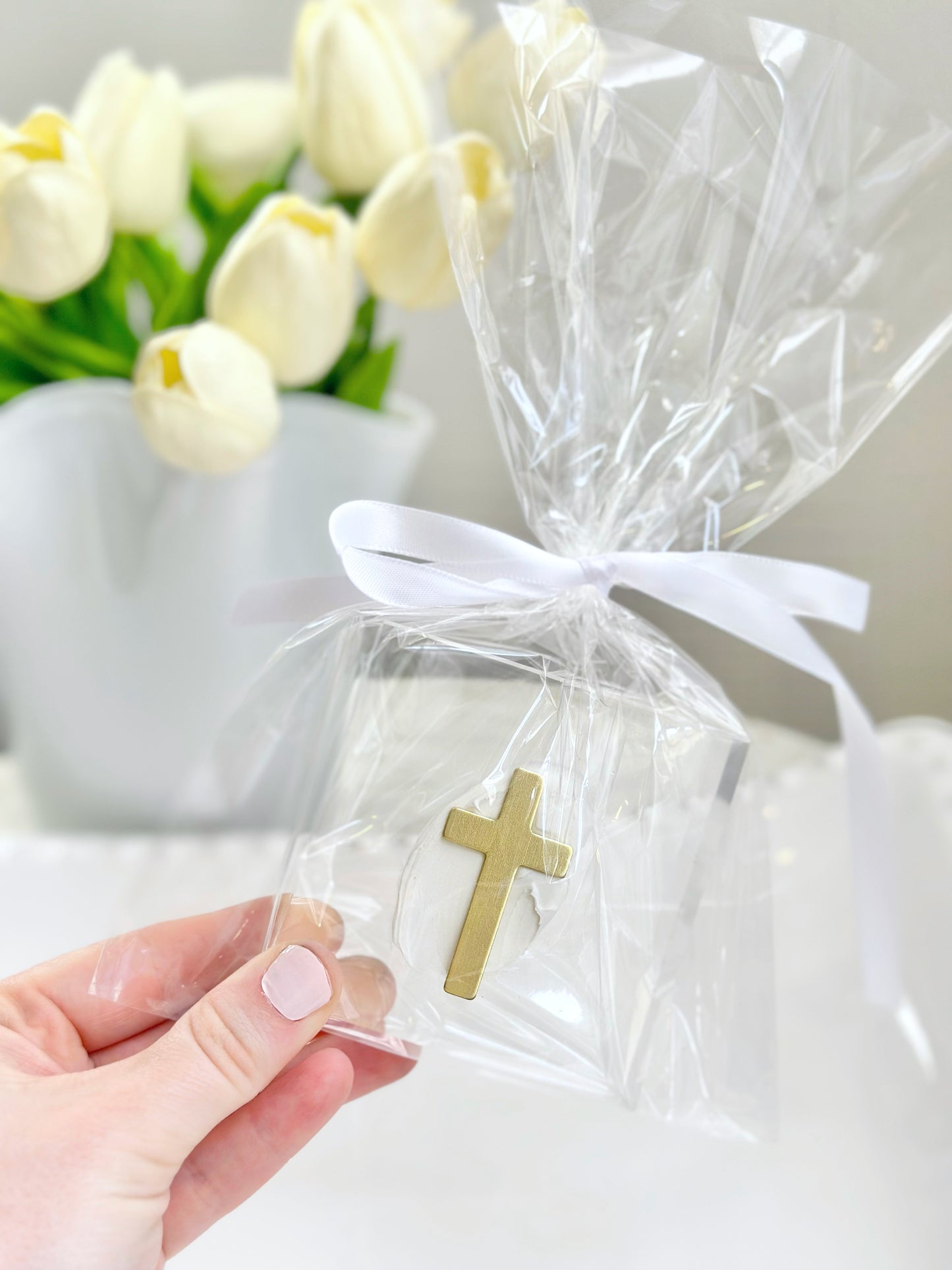 Gold Cross on Textured Acrylic Block 3x3