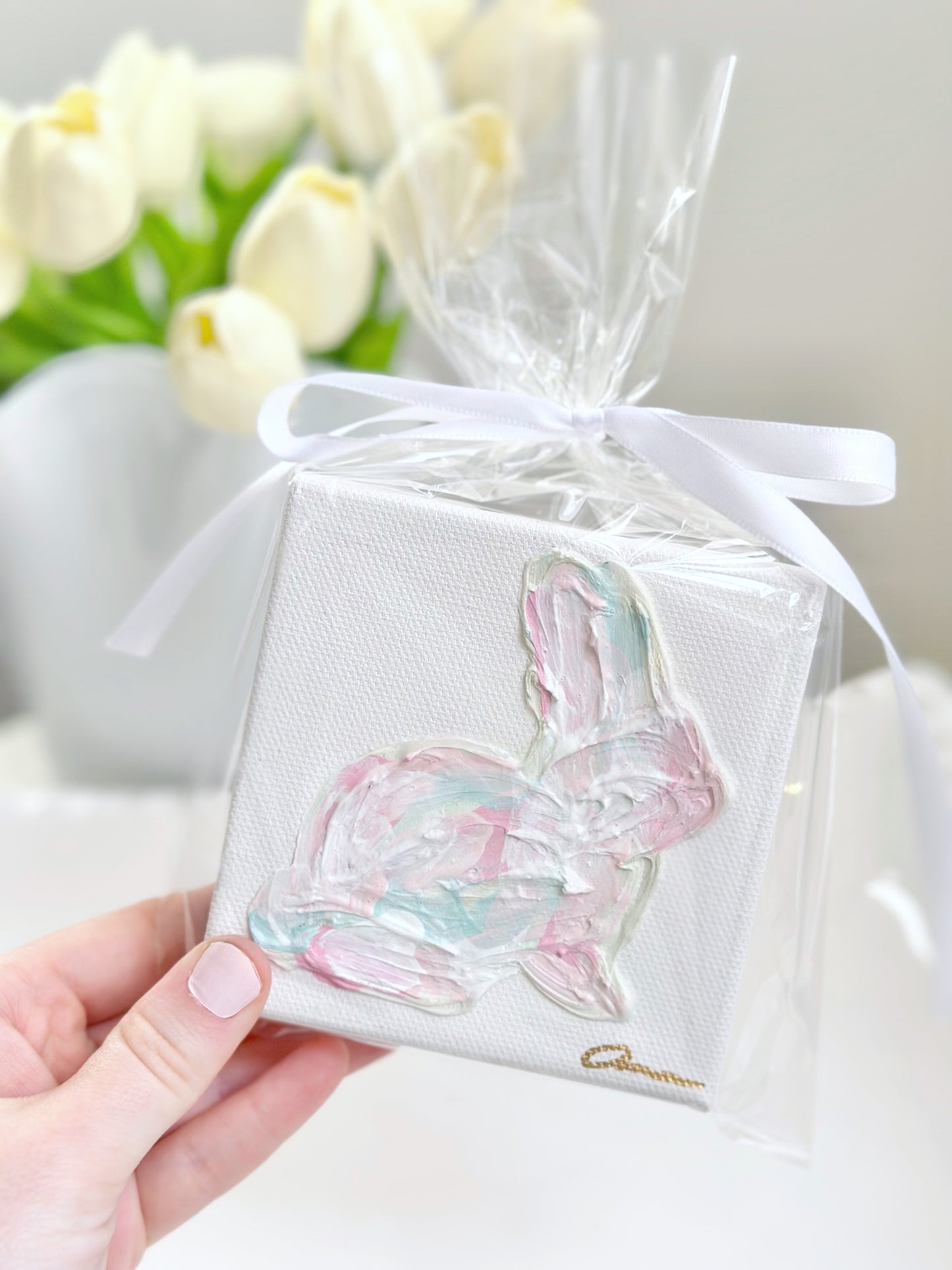 FLASH SALE Pastel Bunny Canvas 4x4