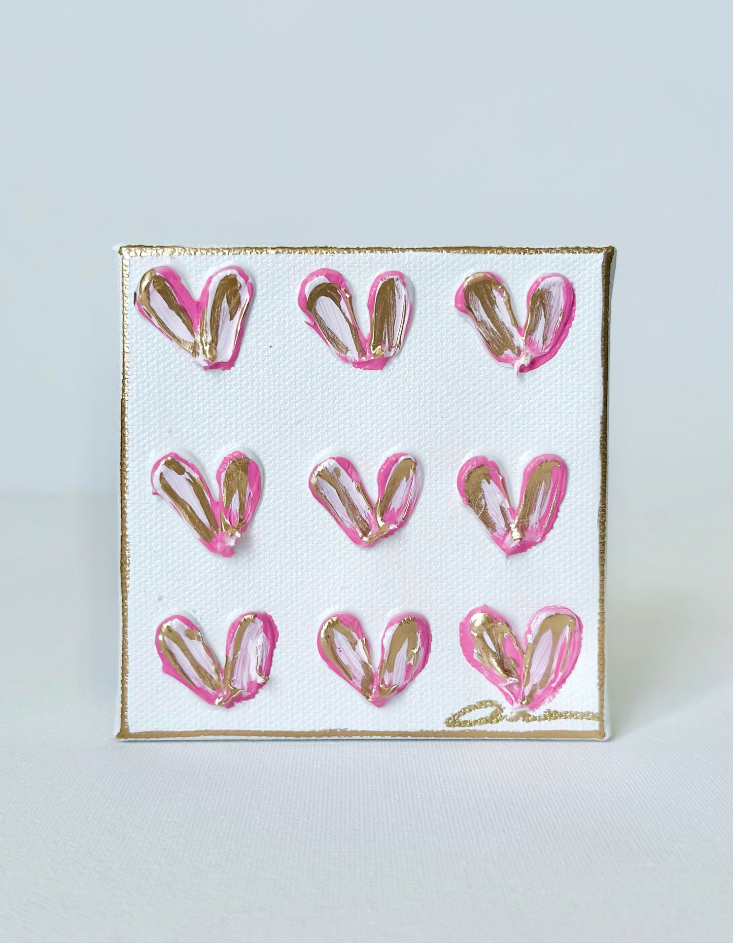 Hot Pink Hearts Canvas 4x4