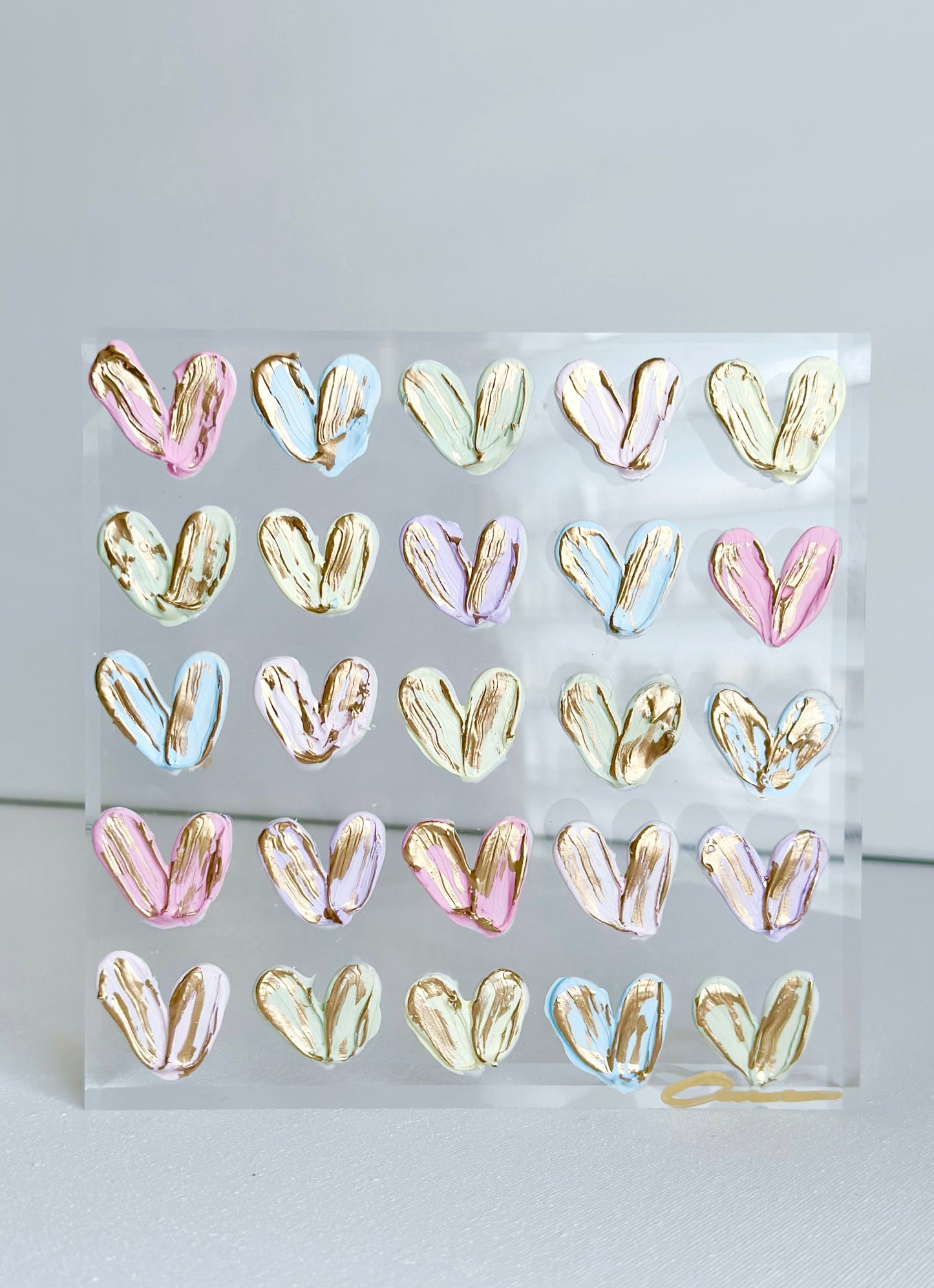 Candy Hearts on Acrylic 6x6