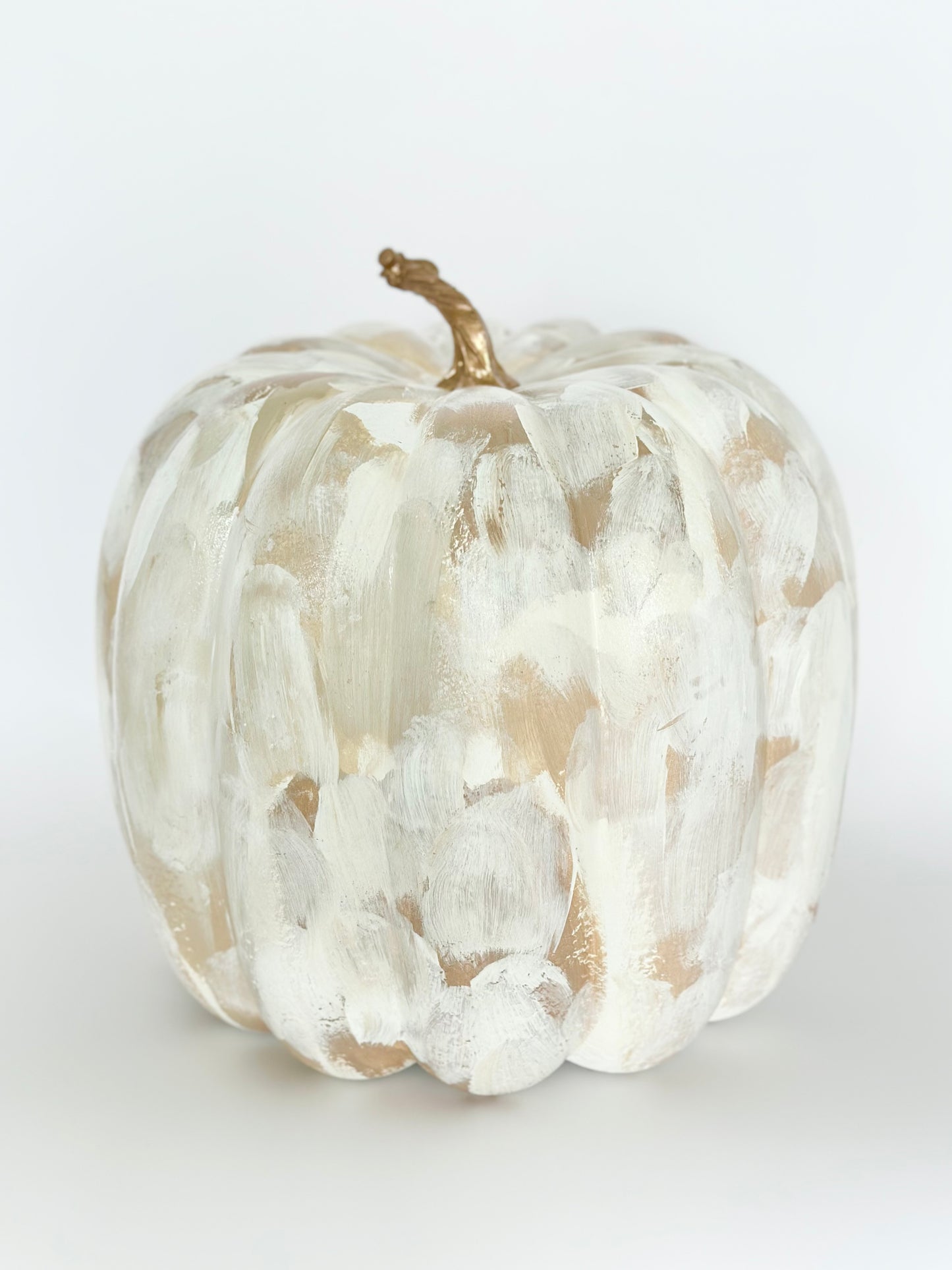 Large Neutral Painted Pumpkin 11 inch