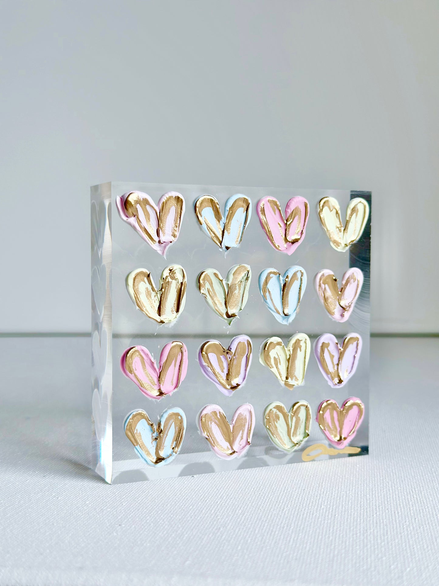 Candy Hearts on Acrylic 4x4