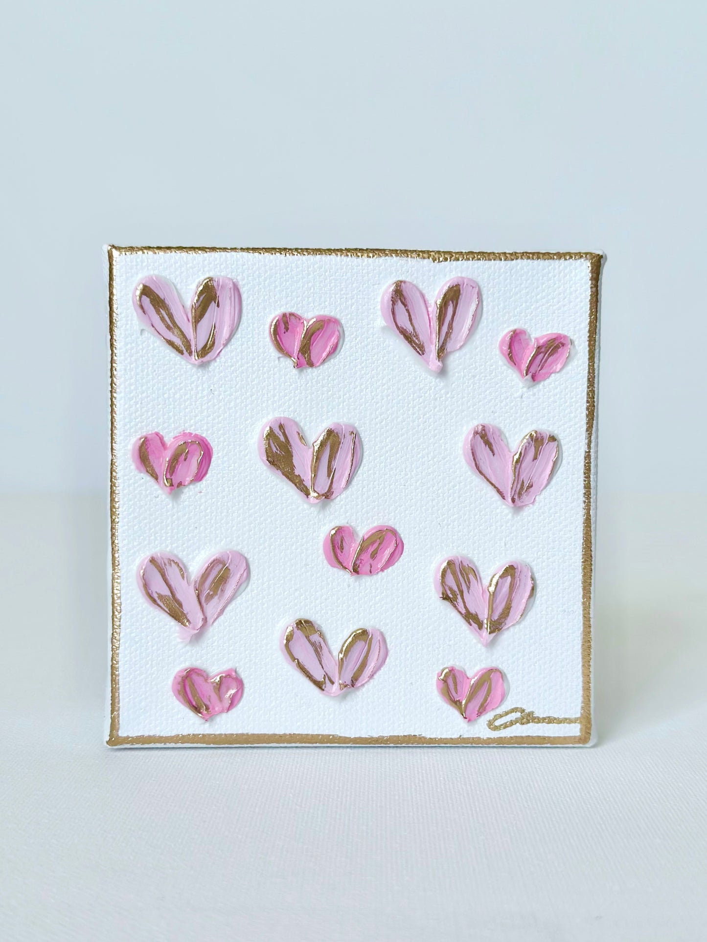 Pink Hearts Canvas 4x4