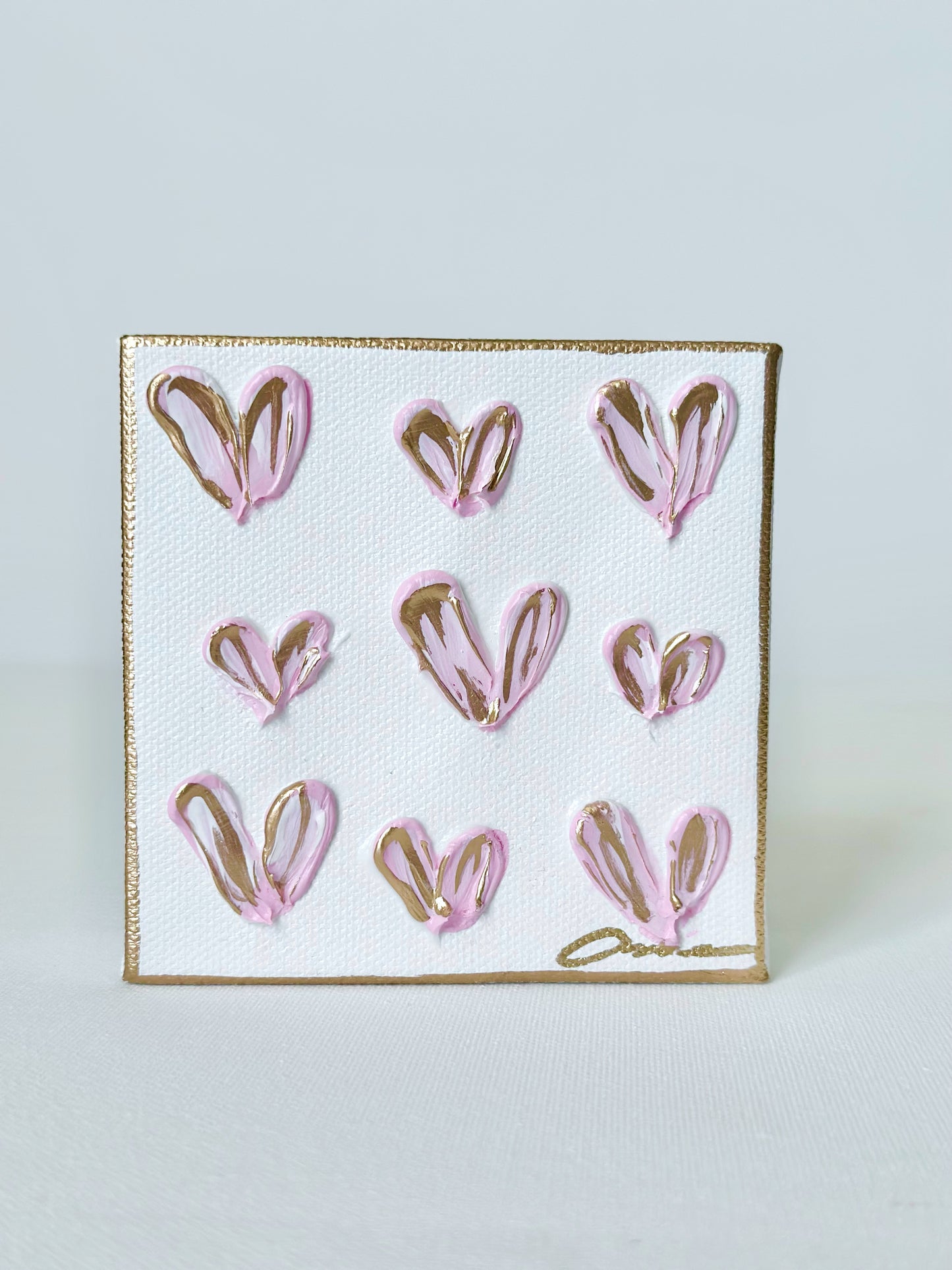 Pink Hearts Canvas 4x4