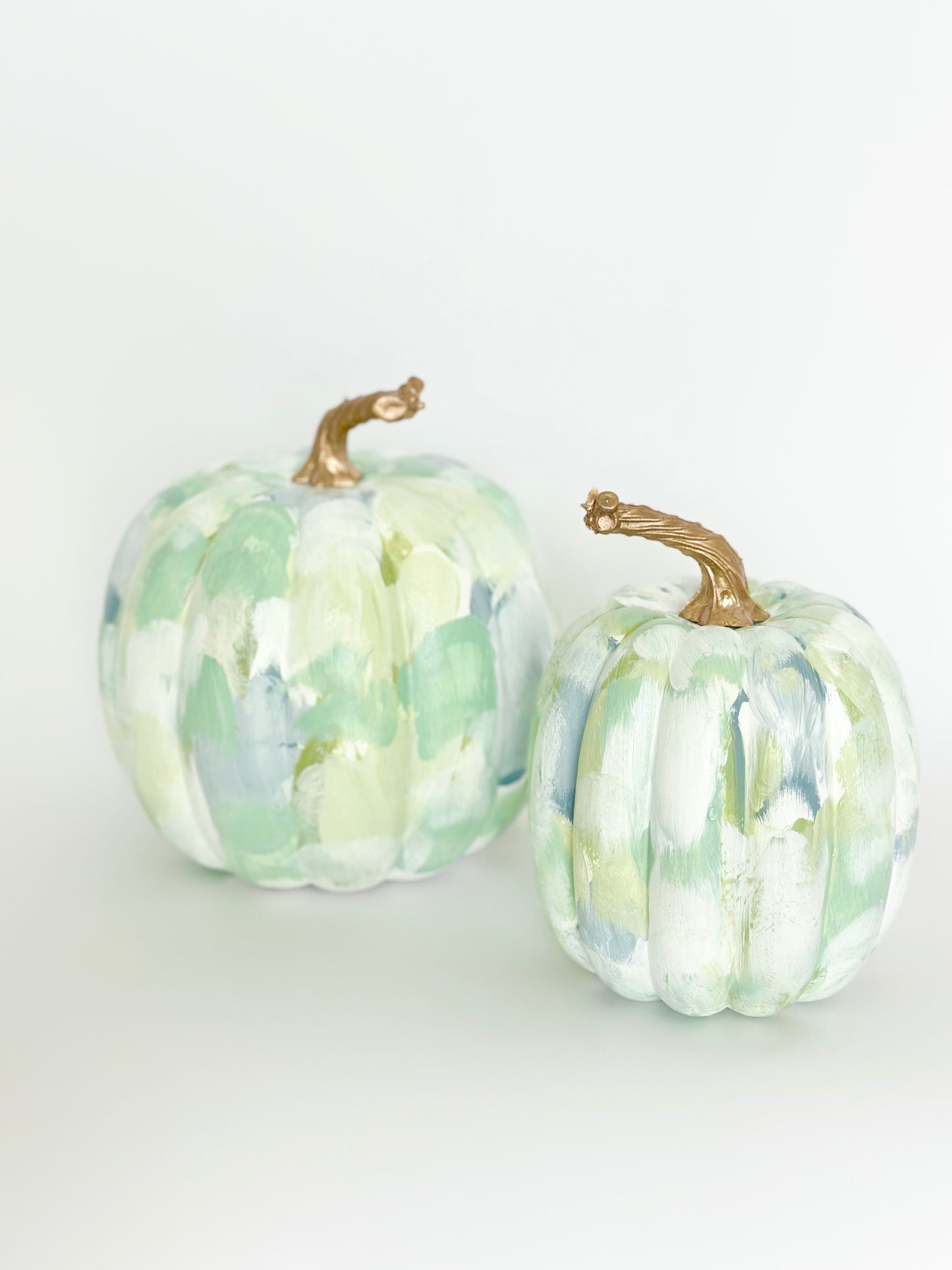 Small Blue/Green Painted Pumpkin 5.5 inch