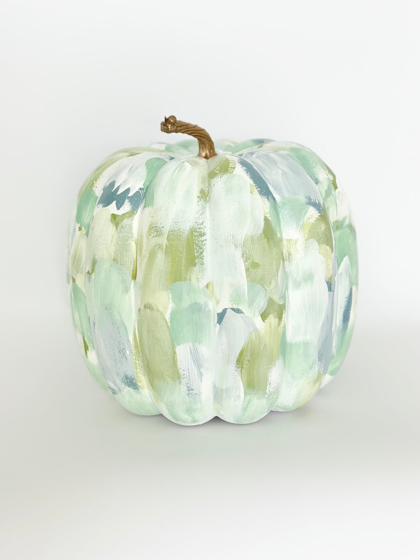 Large Blue/Green Painted Pumpkin 11 inch