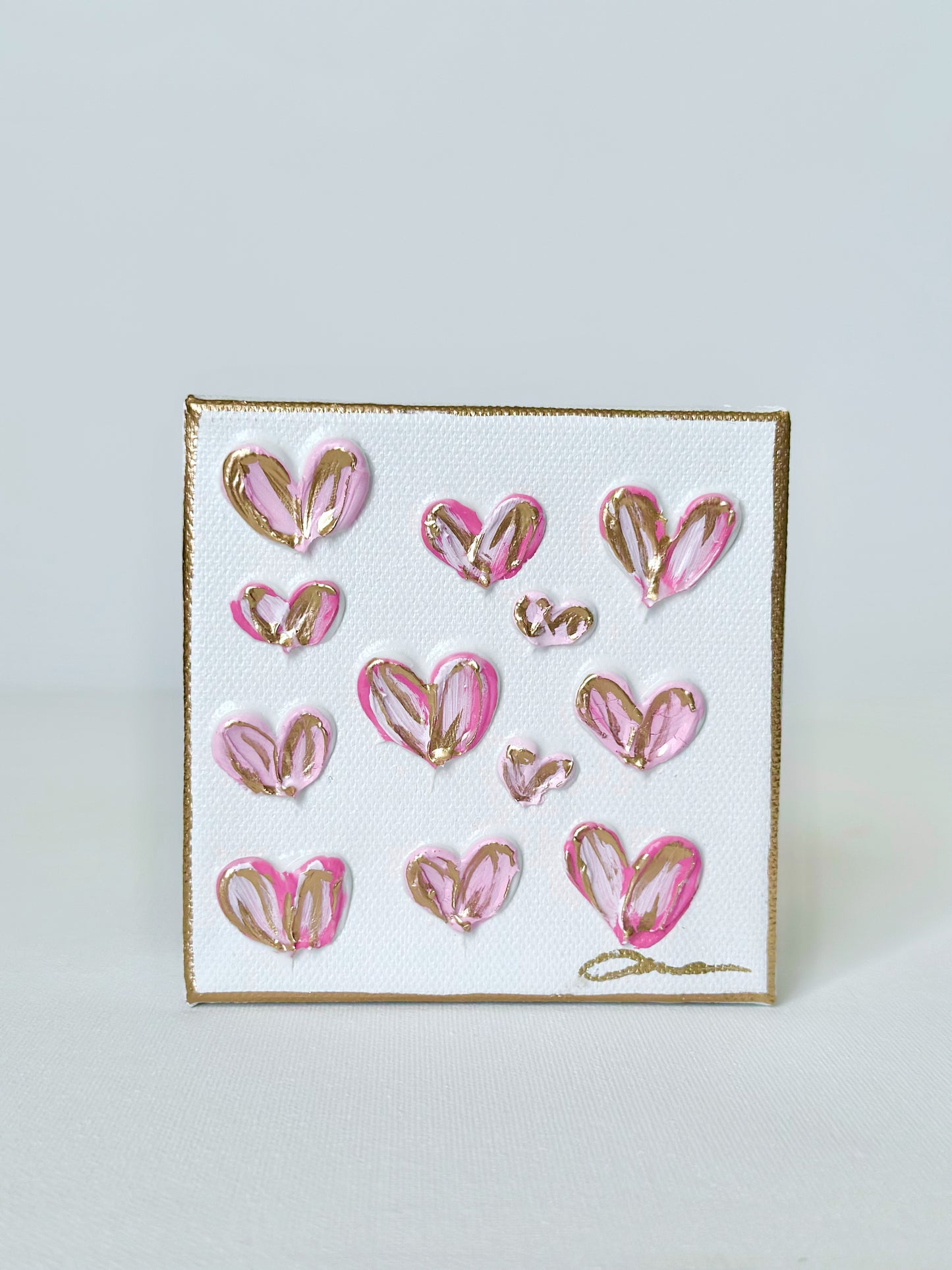 Pink Hearts Canvas 4x4
