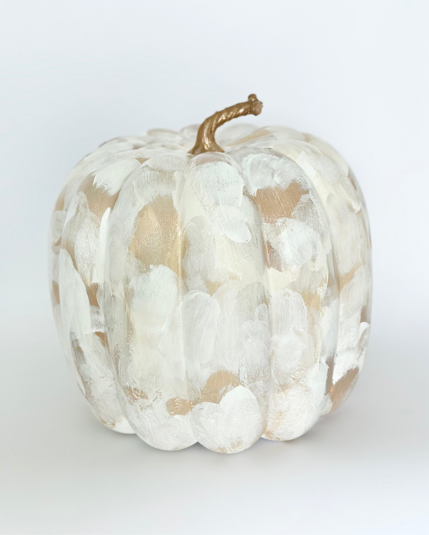 Large Neutral Painted Pumpkin 11 inch