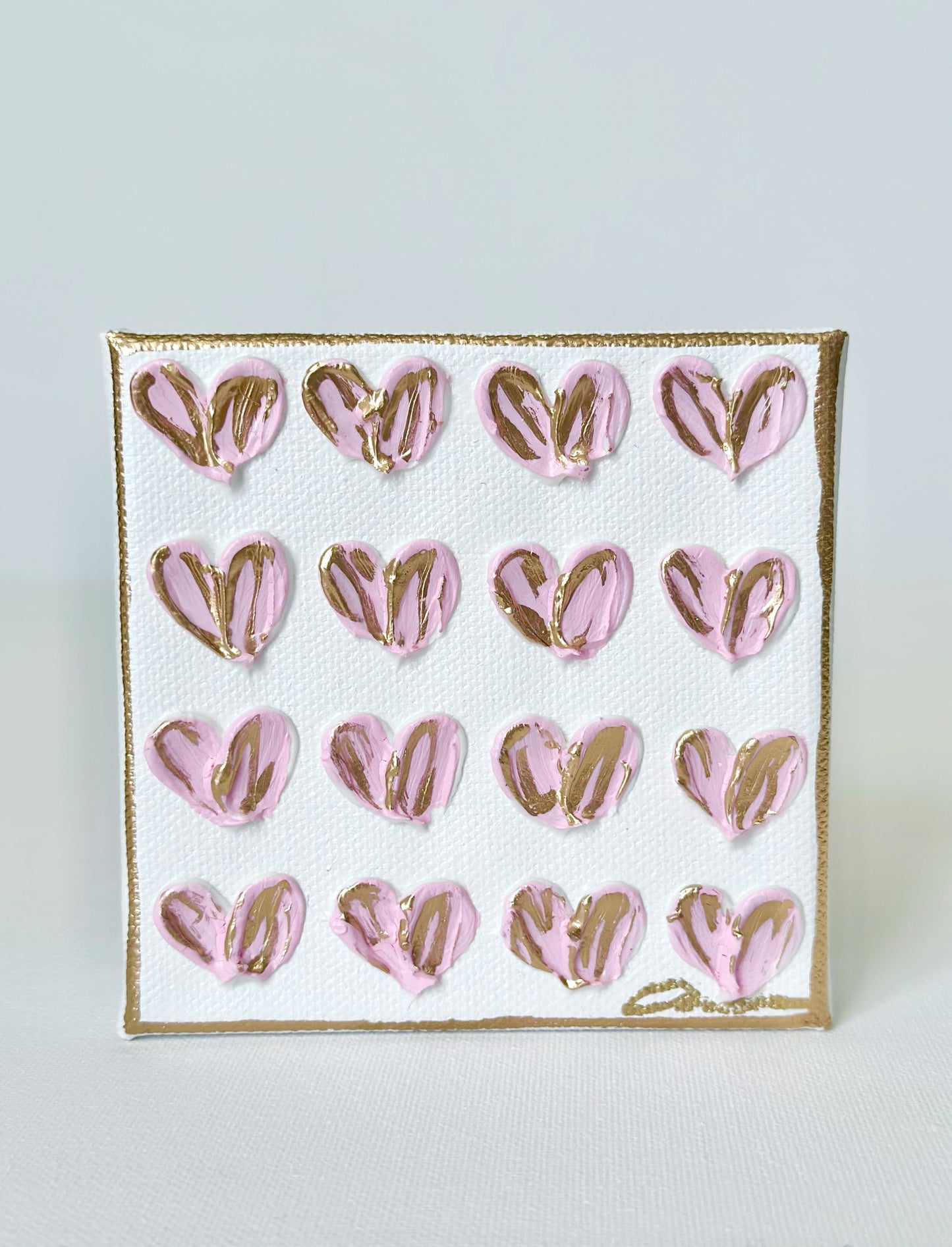 Light Pink Hearts Canvas 4x4