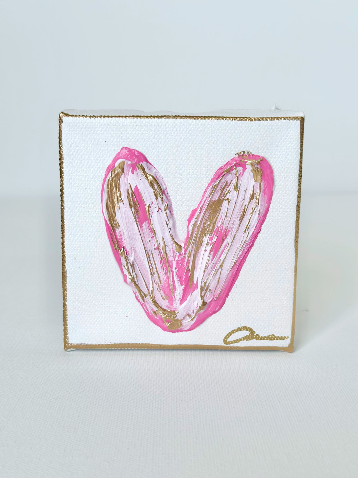 Hot Pink Heart Canvas 4x4