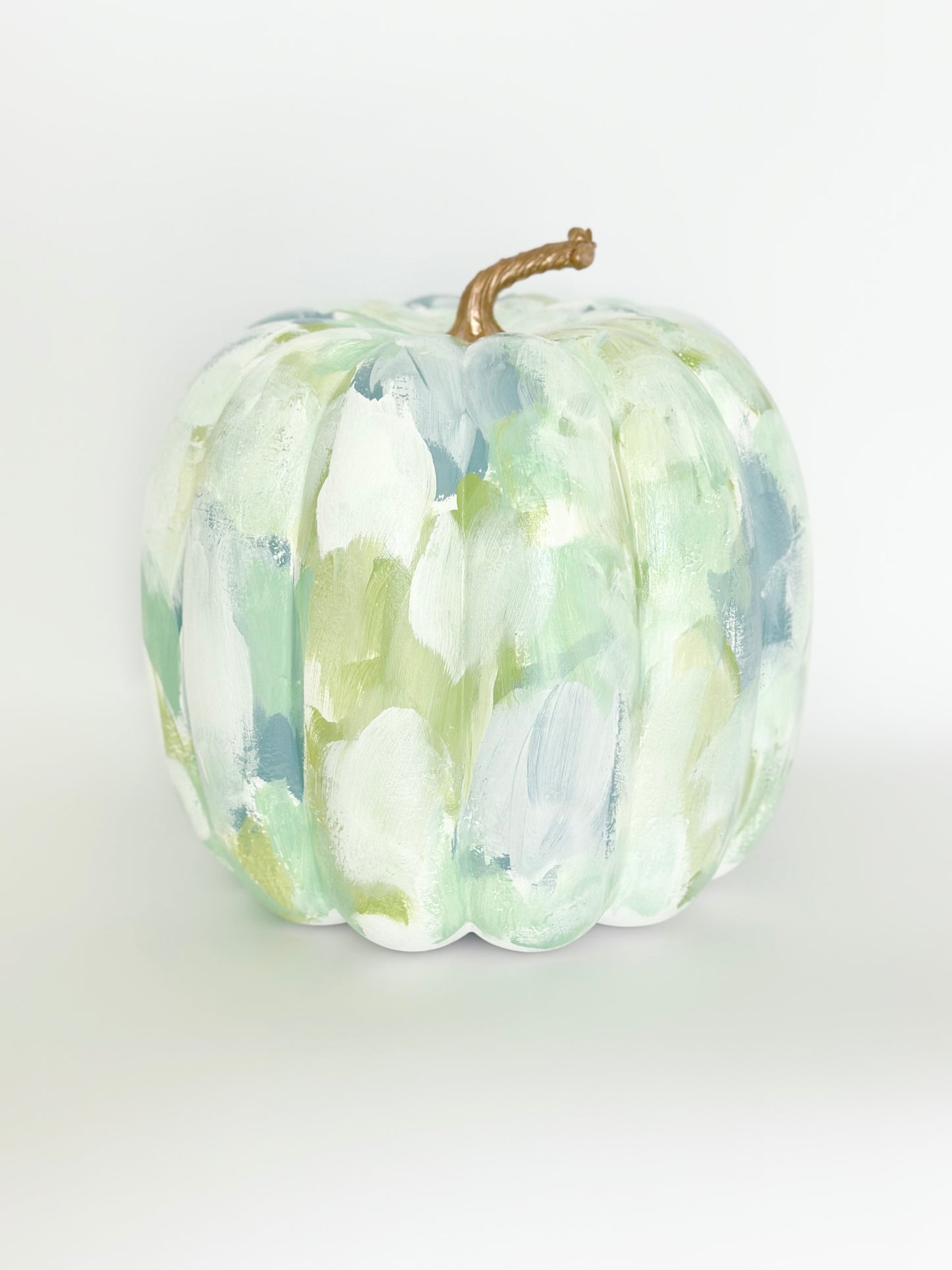 Large Blue/Green Painted Pumpkin 11 inch