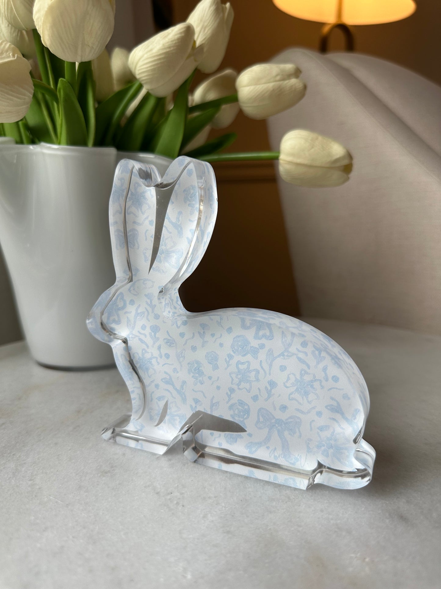 Blue Chinoiserie Acrylic Bunny