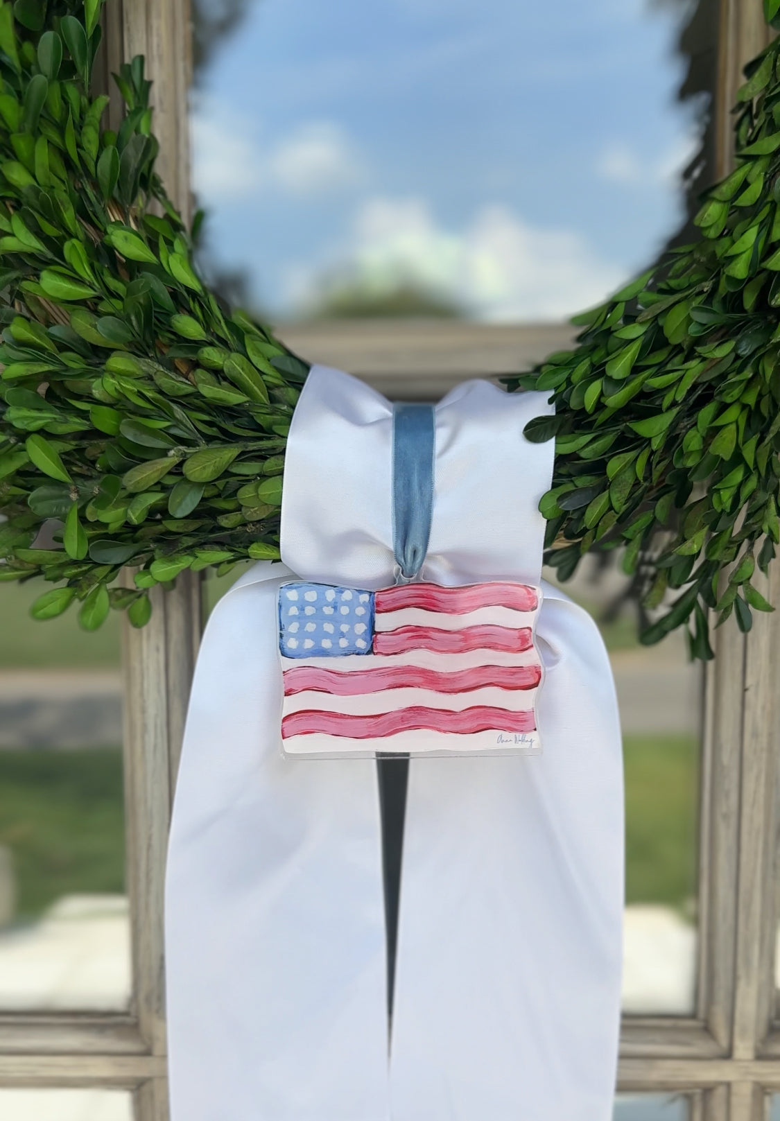 Acrylic American Flag Wreath Charm