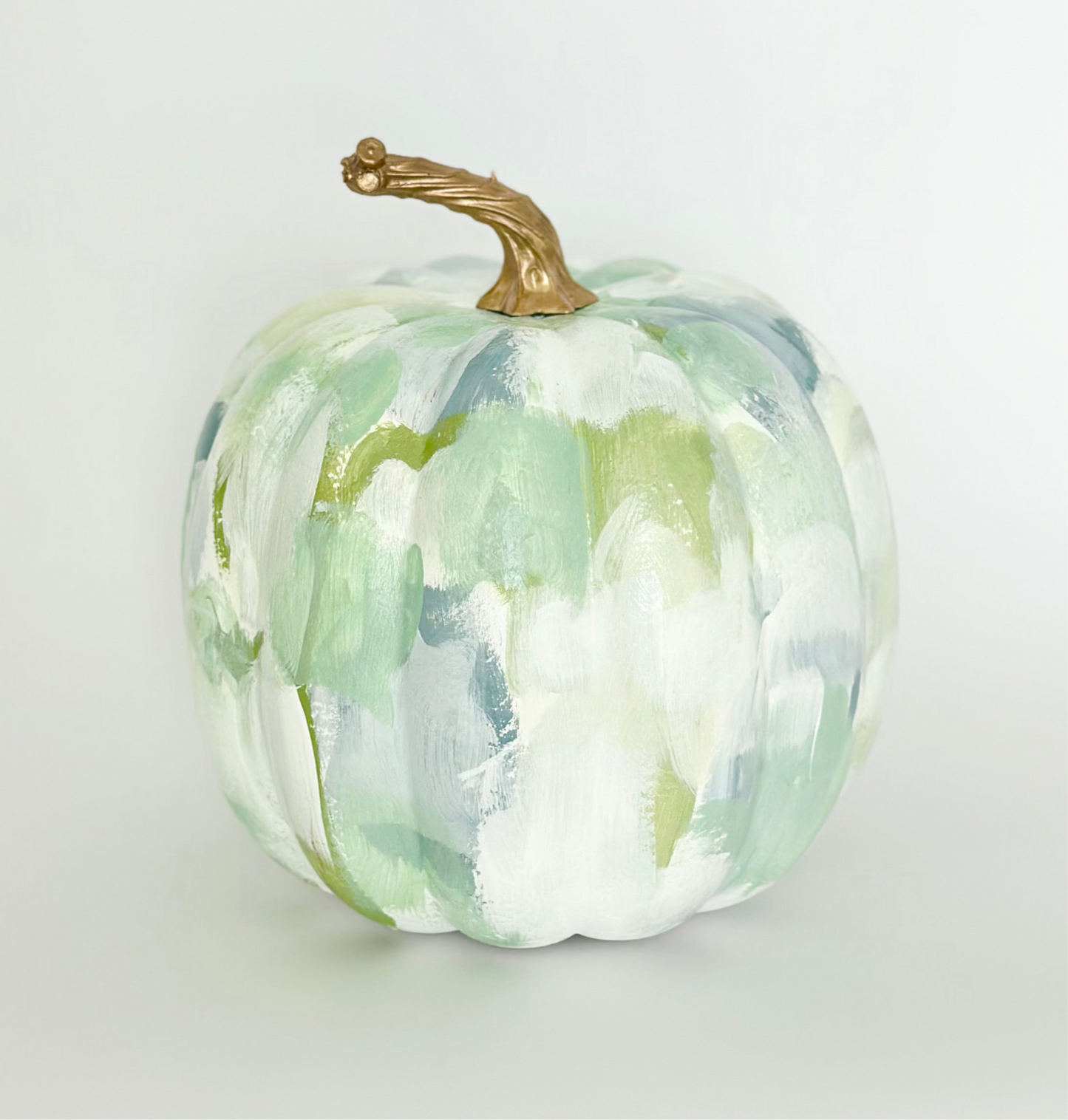 Medium Blue/Green Painted Pumpkin 7.5 inch