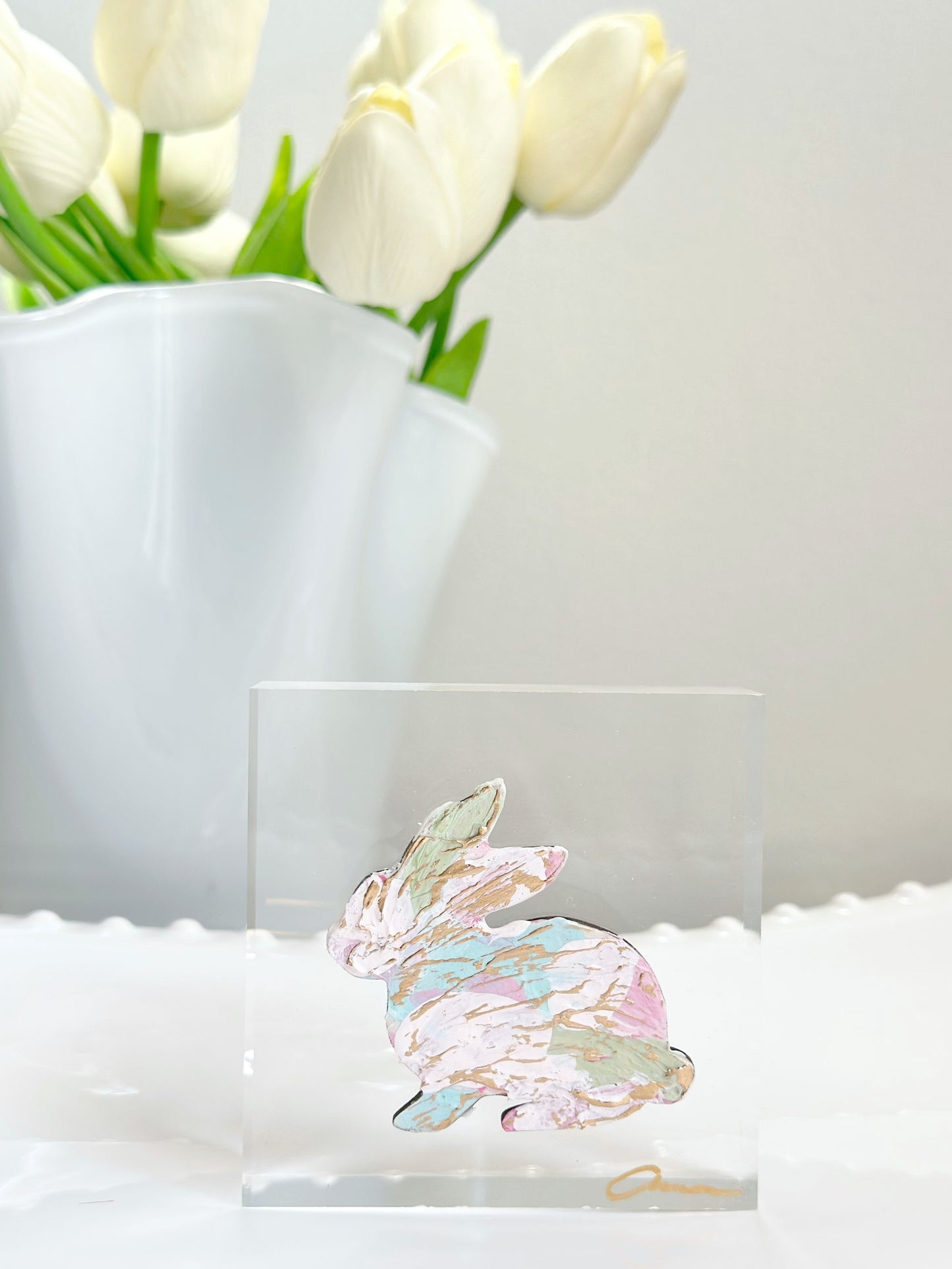 Pastel Bunny Acrylic Block 3x3