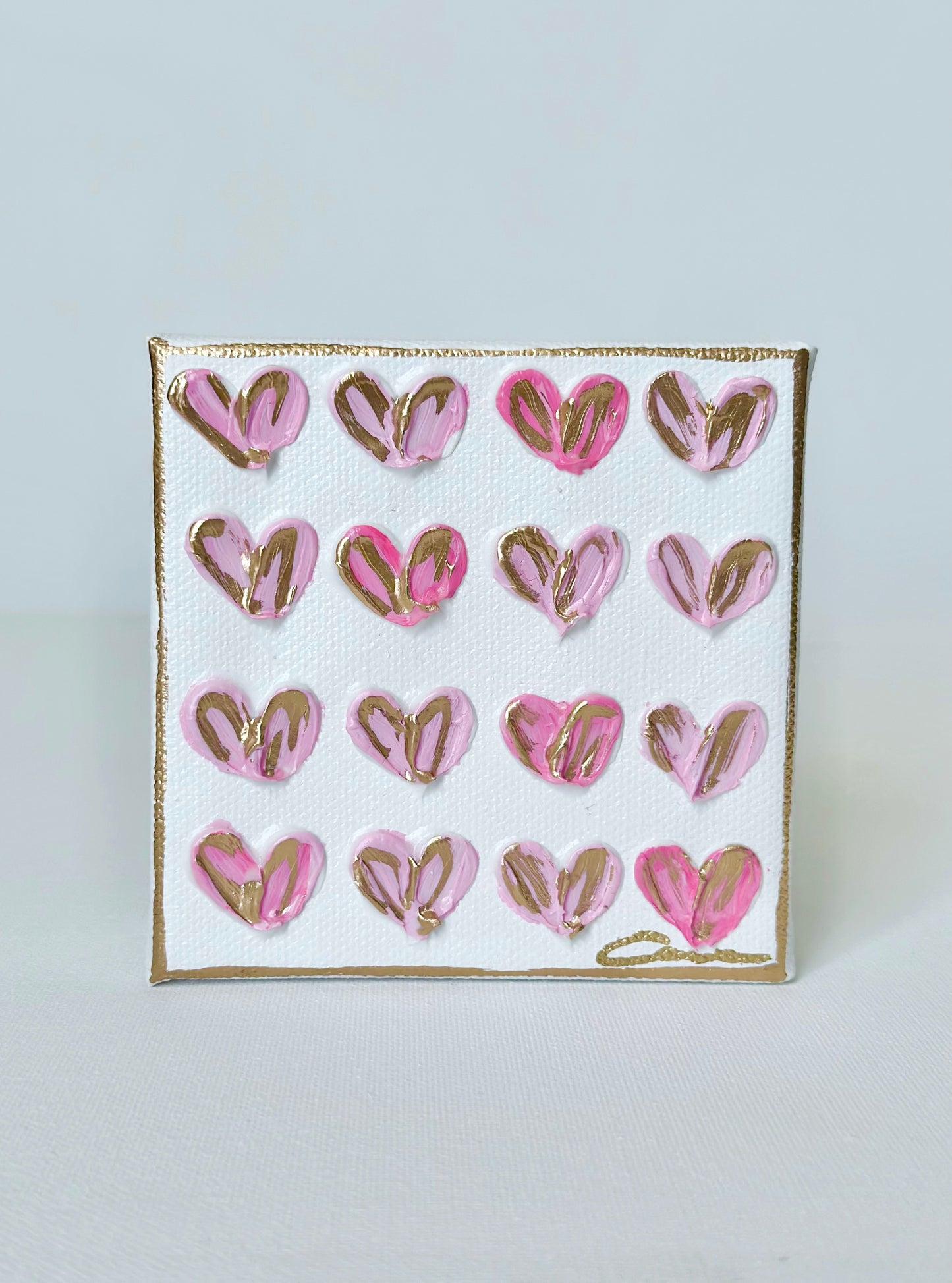 Multi Pink Hearts Canvas 4x4