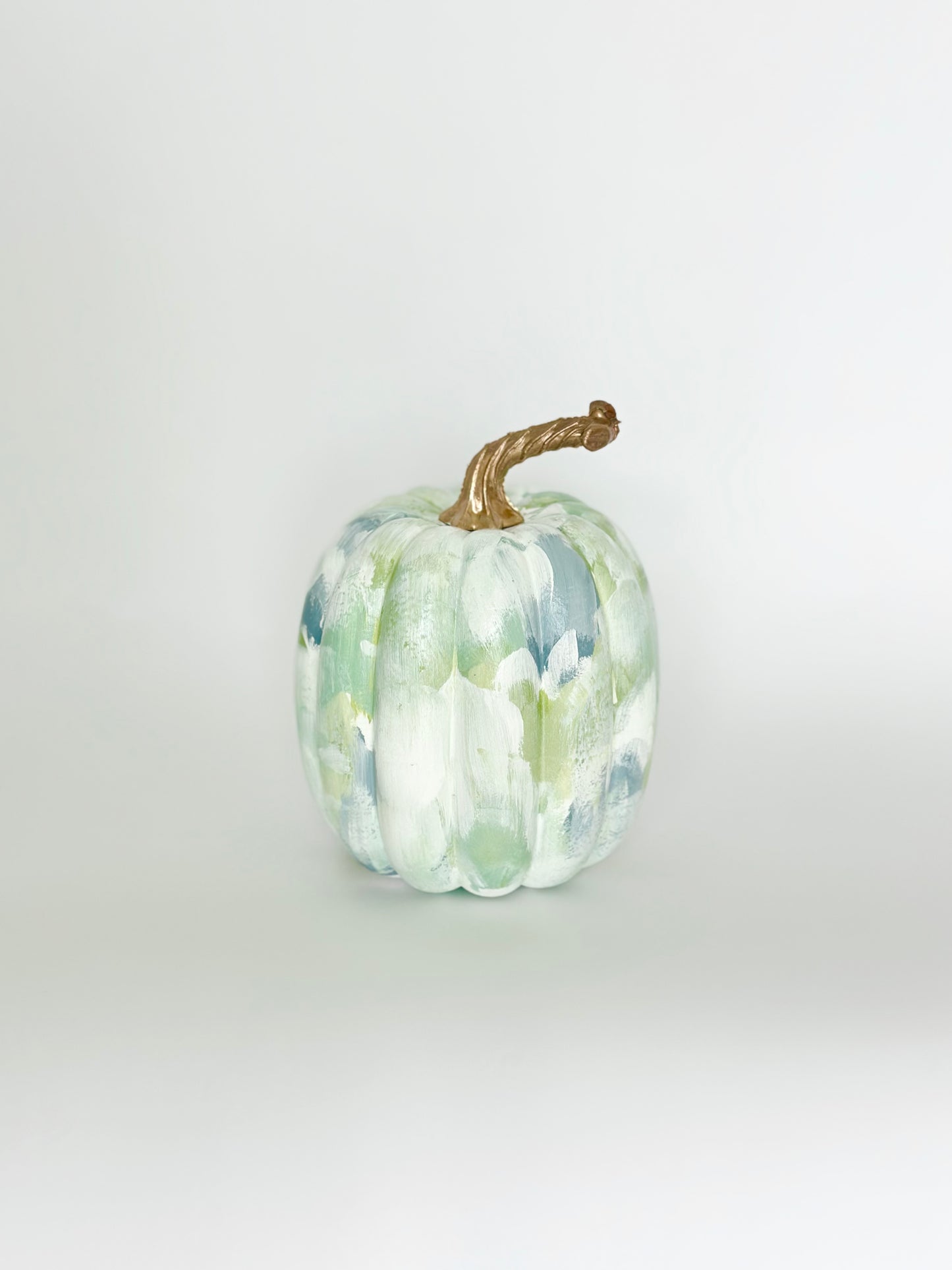 Small Blue/Green Painted Pumpkin 5.5 inch