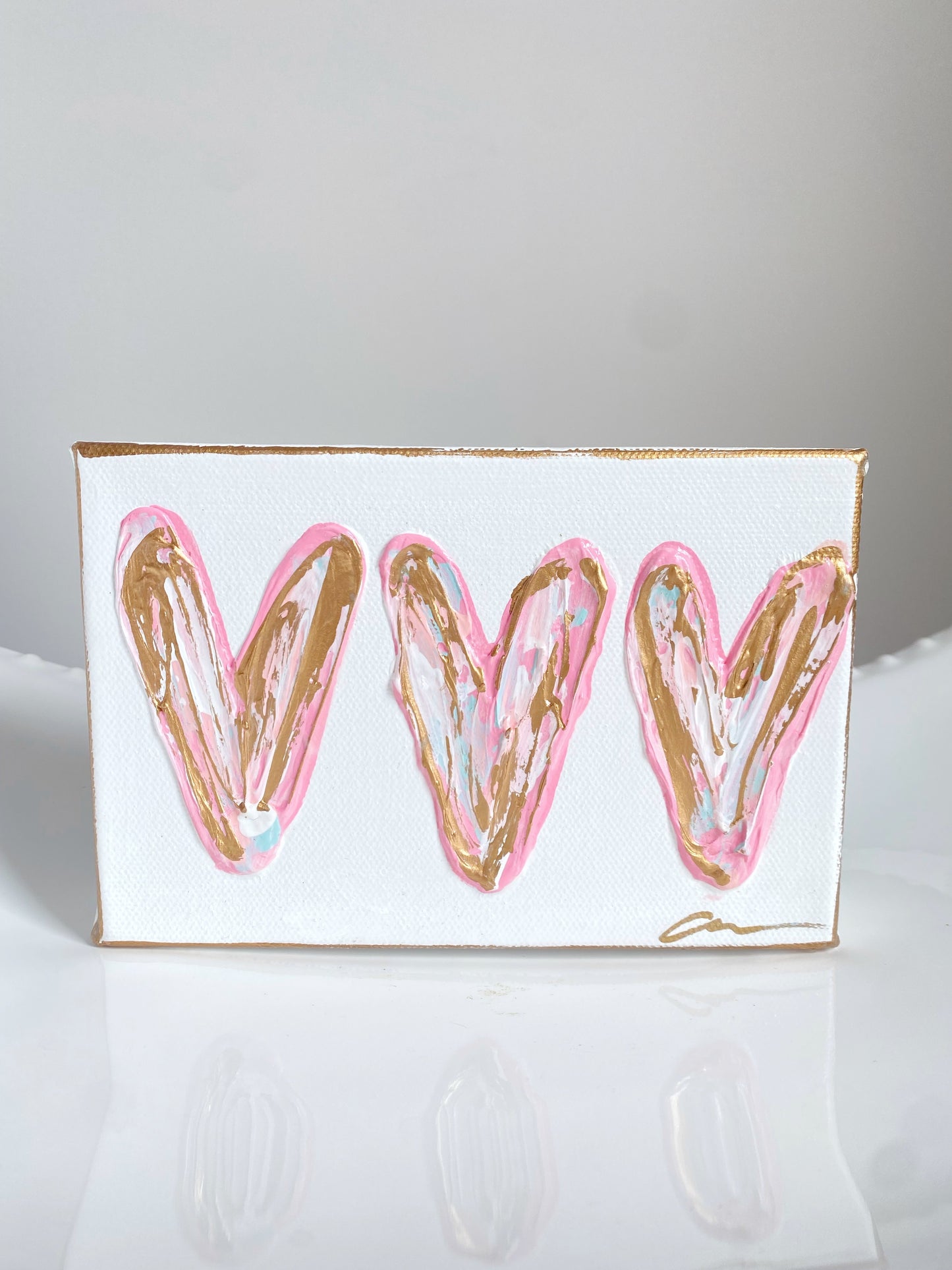 Pink Triple Heart Canvas
