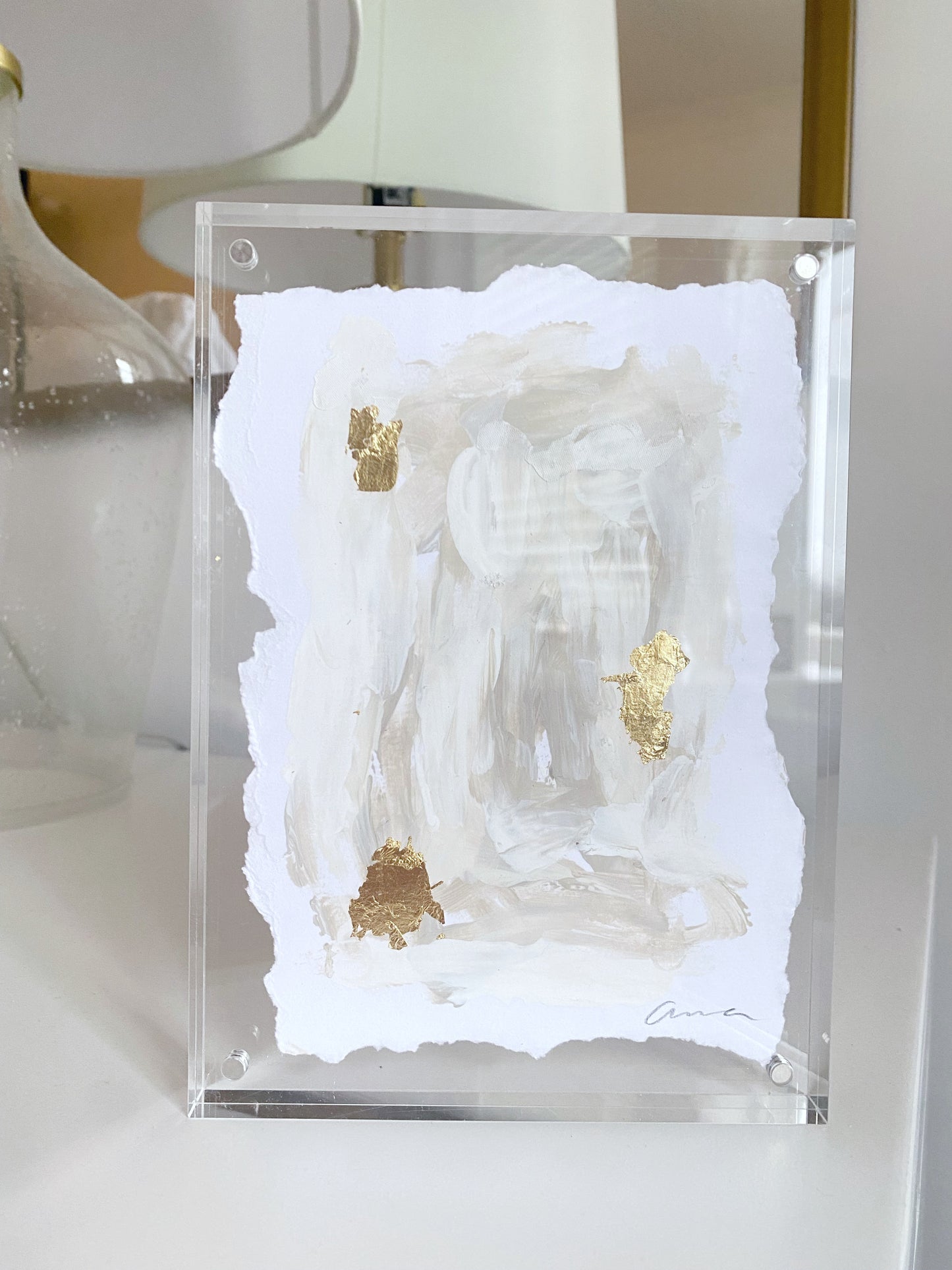 Deckled Edge Abstract in Acrylic Frame