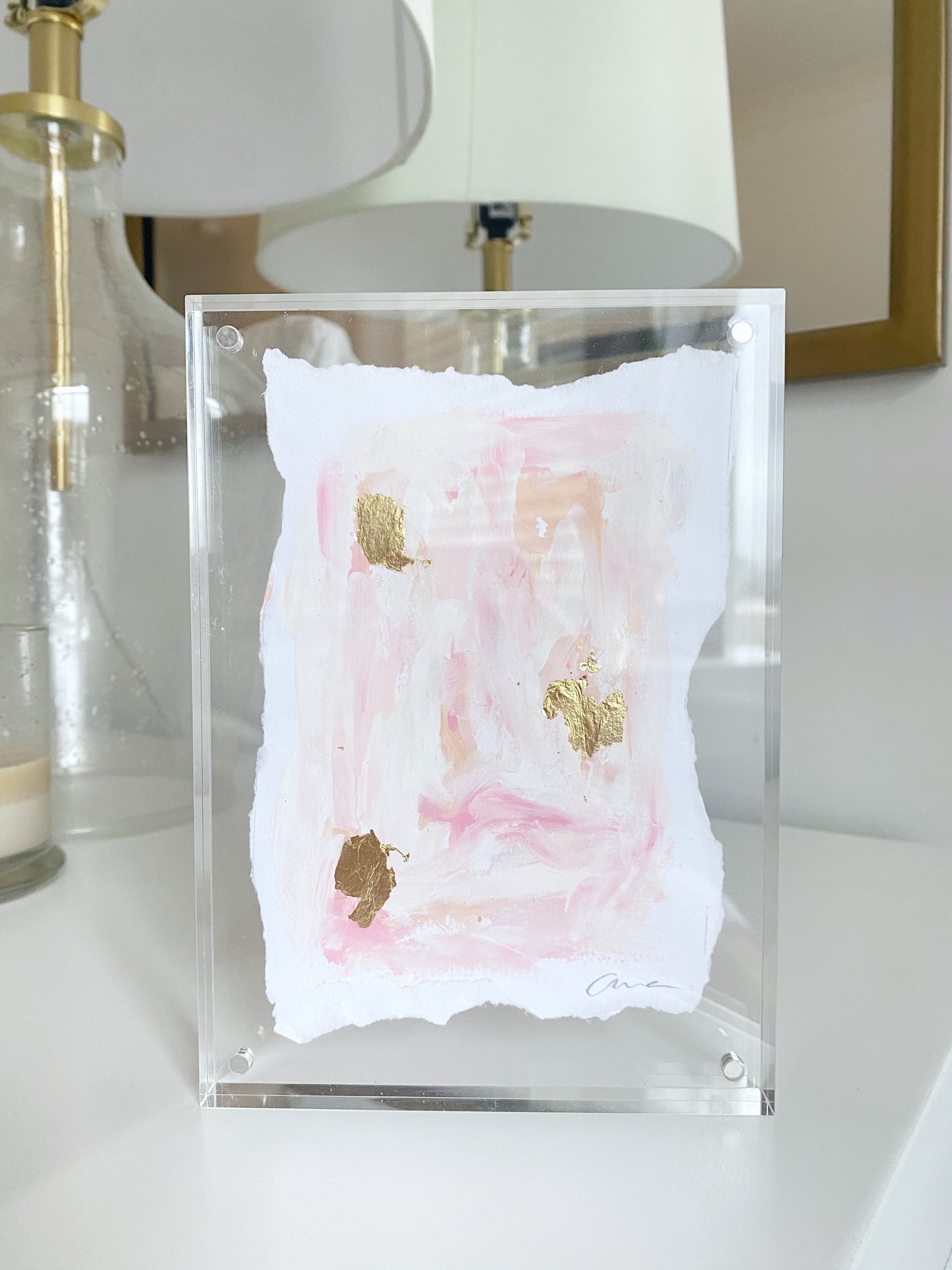 Deckled Edge Abstract in Acrylic Frame
