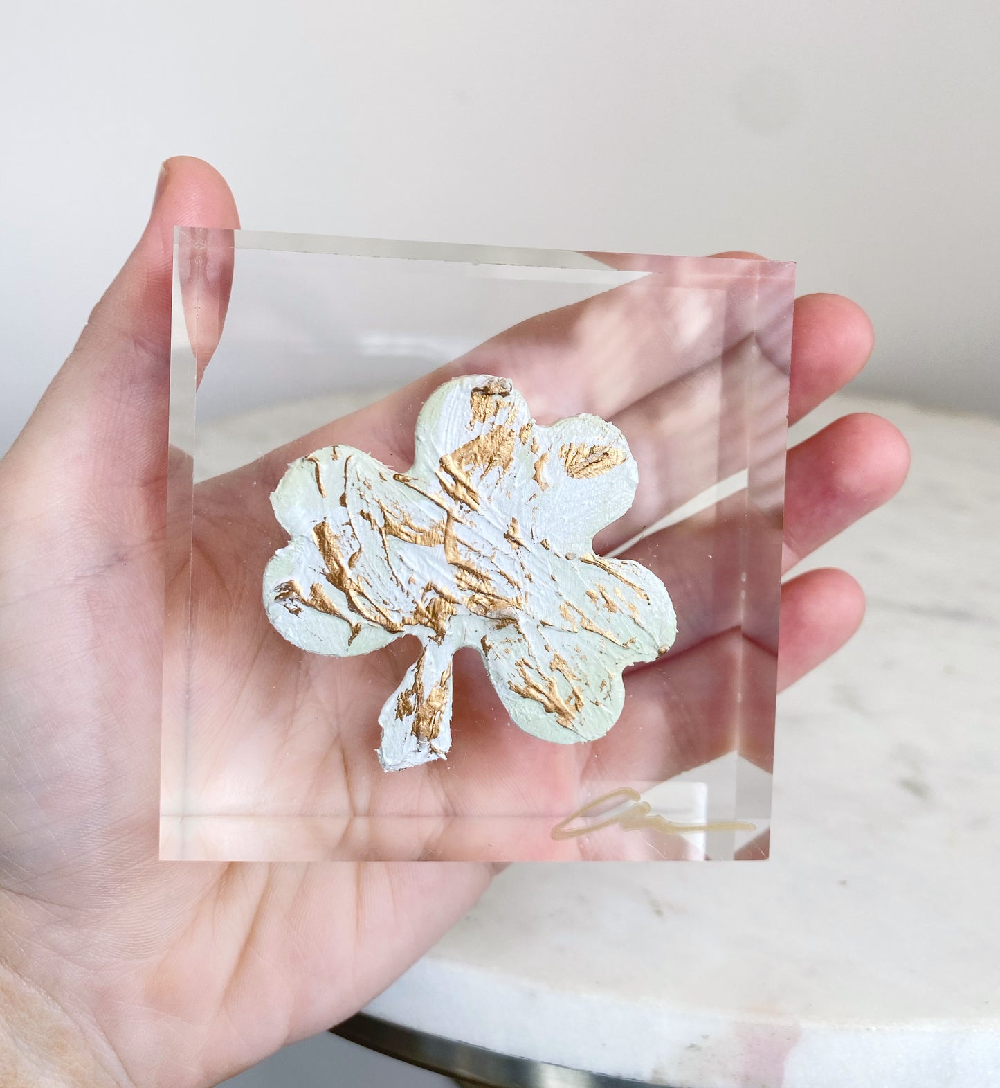 Clover on Acrylic Block 3x3