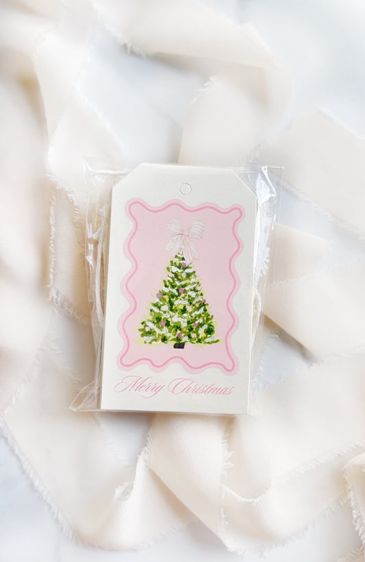 Pink Christmas Tree Gift Tags