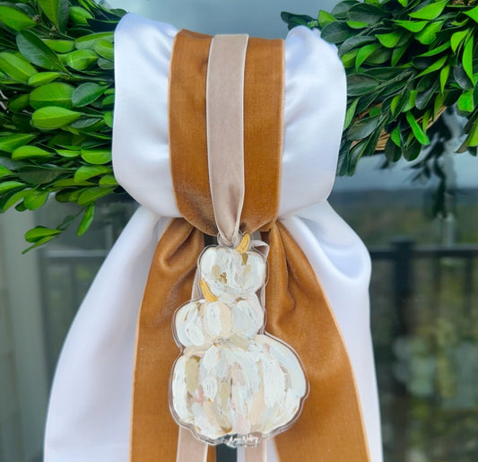 Neutral Tipsy Pumpkin Acrylic Wreath Charm
