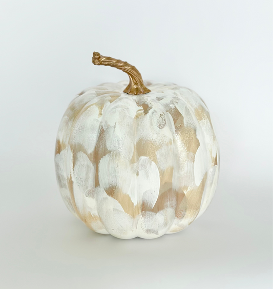 Medium Neutral Painted Pumpkin 7.5 inch